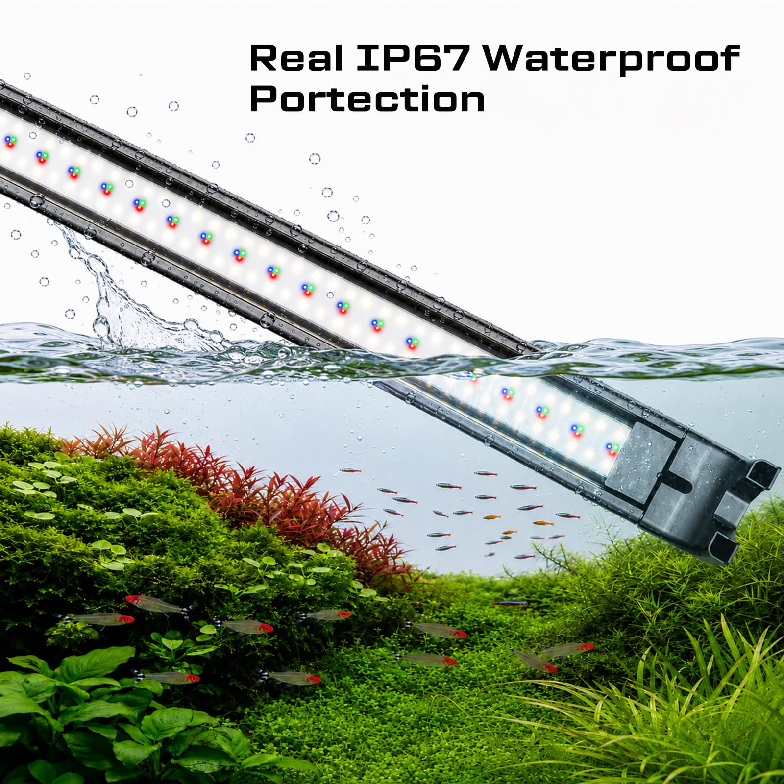 LED-Aquarium-Lichter mit Fernbedienung, IP67 wasserdicht, Süßwasser-Pflanzenlicht, Vollspektrum-Fischtank-Lichter mit Timer, dimmbar RGB+W