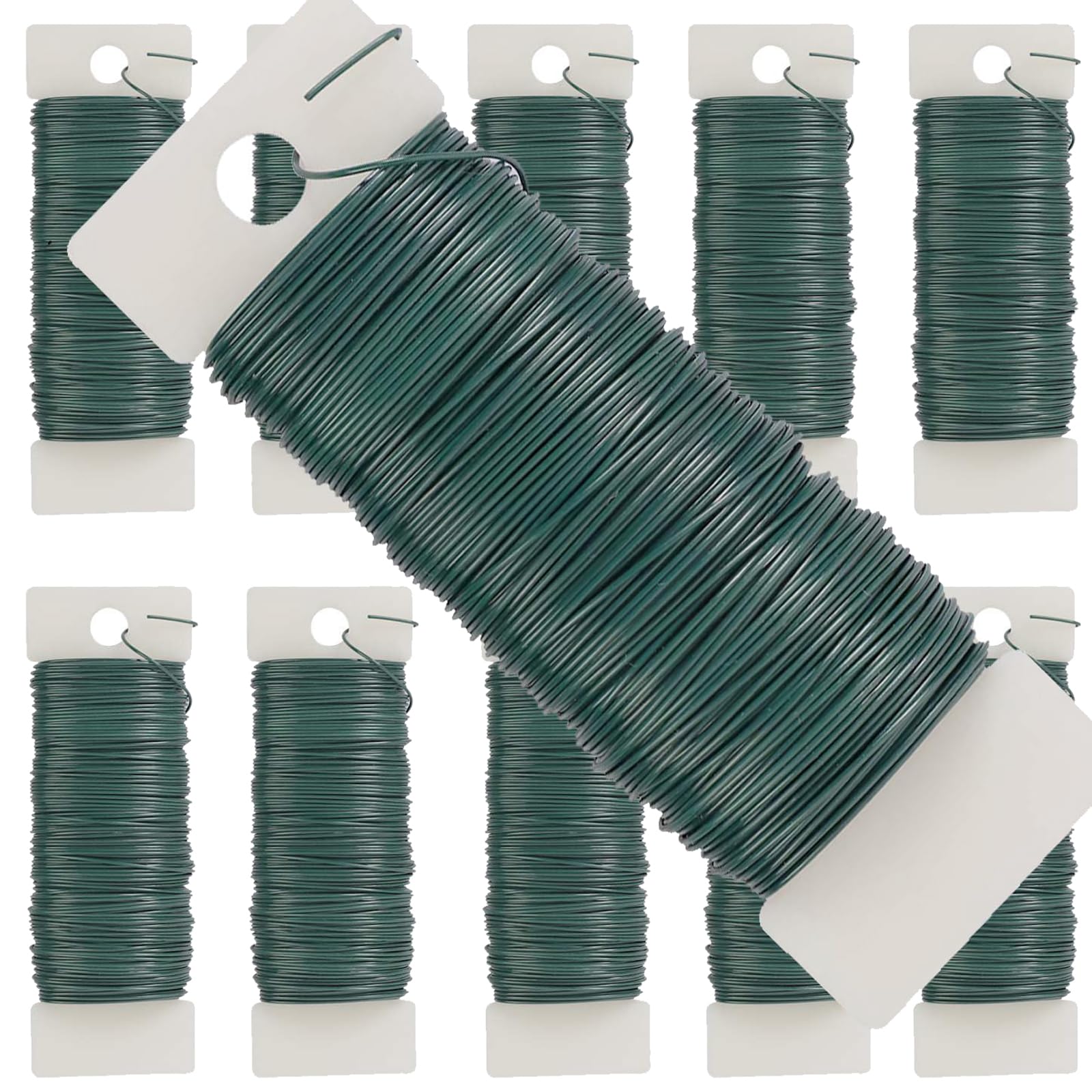 ZOENHOU 10 PCS 380 Yards Florist Wire, 22 Gauge Floristry Wire Flower Wire FLower Arranging Supplies, Green Floral Wire for Wreath Making Christma