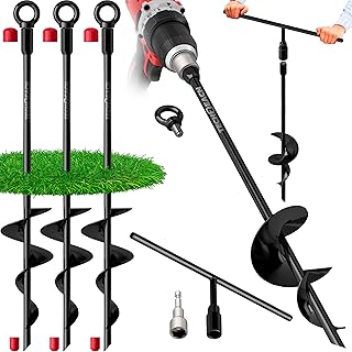 A heavy-duty spiral ground anchor kit with strong straps.