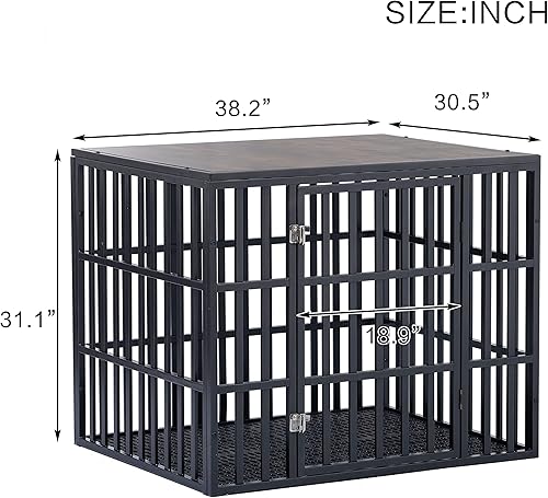Miniatura 4 de JINTANGLI PET Mueble resistente para perros pequeños y medianos, jaula de metal fuerte para perrera con bandeja extraíble, fácil montaje, negro