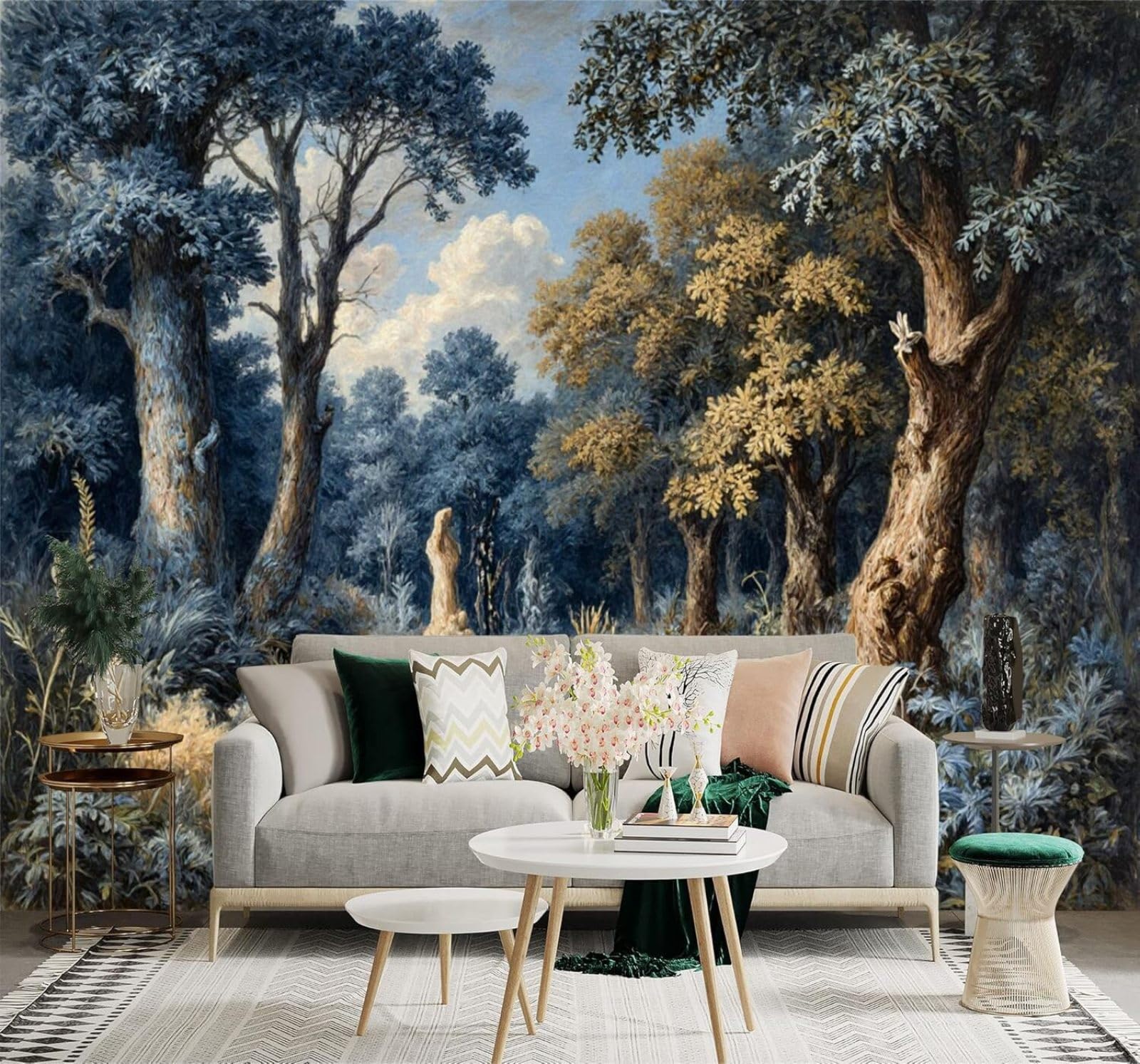 XLMING Forest Path Dog Sunshine Natural Landscape 3D Wallpaper Premium Textured Silk Study Dining Living Room Bedroom Sofa TV Wall Easy Install-350cm×256cm