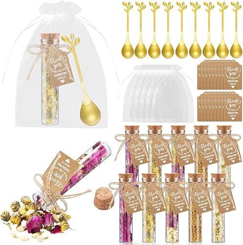 Hoolerry Juego de 24 recuerdos de fiesta de té, recuerdos de boda rústicos a granel para invitados con tarro de té de vidrio de 4.3 pulgadas, Hoolerry Juego de 24 recuerdos de fiesta de té, recuerdos de boda rústicos a granel para invitados con tarro de té de vidrio de 4.3 pulgadas,