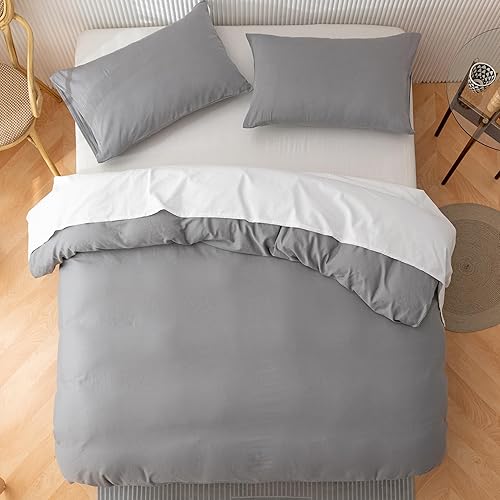Miniatura 8 de Juego de funda de edredón de algodón egipcio de 600 hilos, tamaño individualindividual XL, ultra suave y transpirable, con cierre de cremallera,
