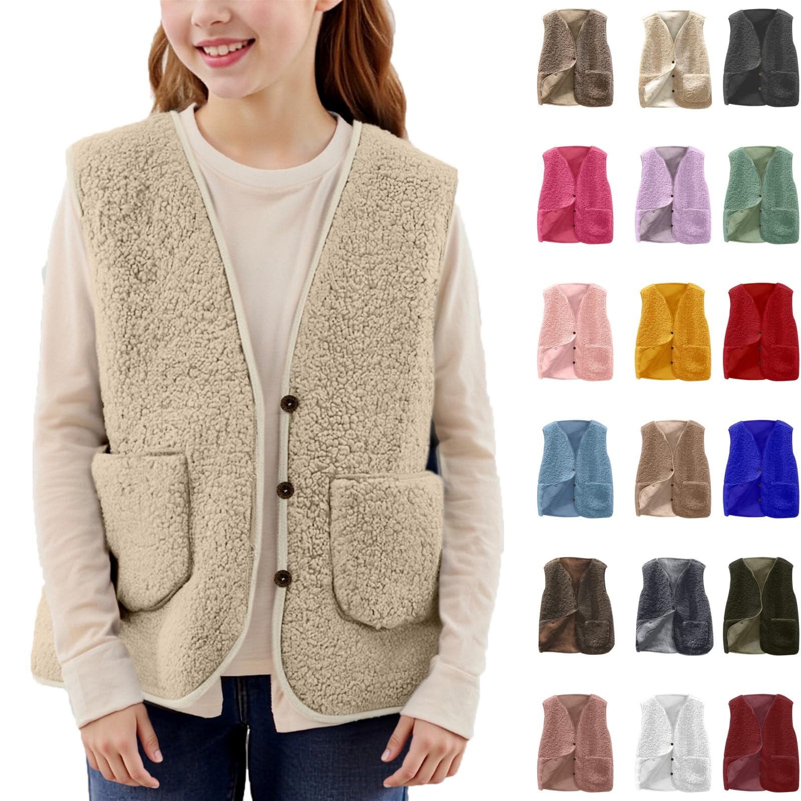 Teddy Fleece Weste Für Kinder - Ärmellose Winterjacke Mit V-Ausschnitt