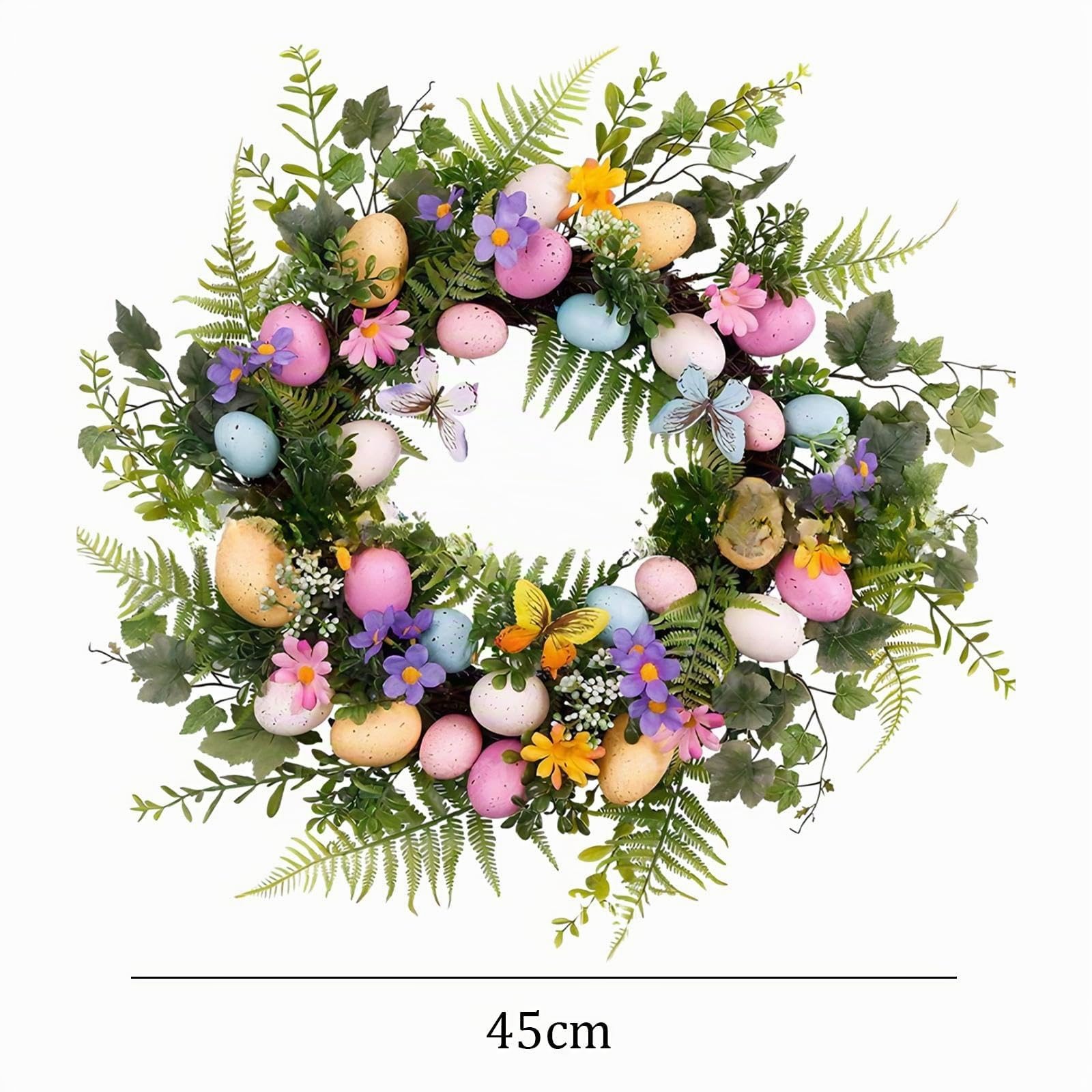 Corona de Huevos de Pascua Decorativa para Puerta de Pascua, Guirnalda de Hojas Artificiales para Puerta Delantera, Porche de Patio de, Estilo un