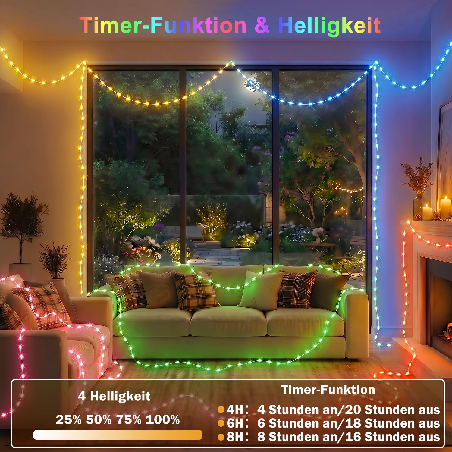 StarryEver 30M 300 LED Lichterkette Strombetriebene, Bunt Lichterkette mit Stecker Fernbedienung Timer Dimmbar 150 Modi, für Außen & Innen Zimmer Weihnachten Party DIY Deko
