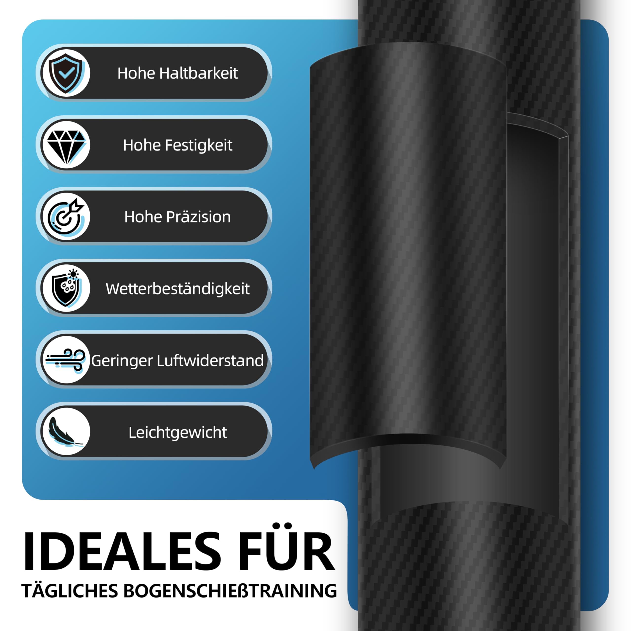 Sunya Pfeile für Bogenschießen. Spine 400/500, 30 Zoll Carbonpfeile, Bogen Erwachsene Jagdpfeile für Recurvebogen Compoundbogen. 12er Pack