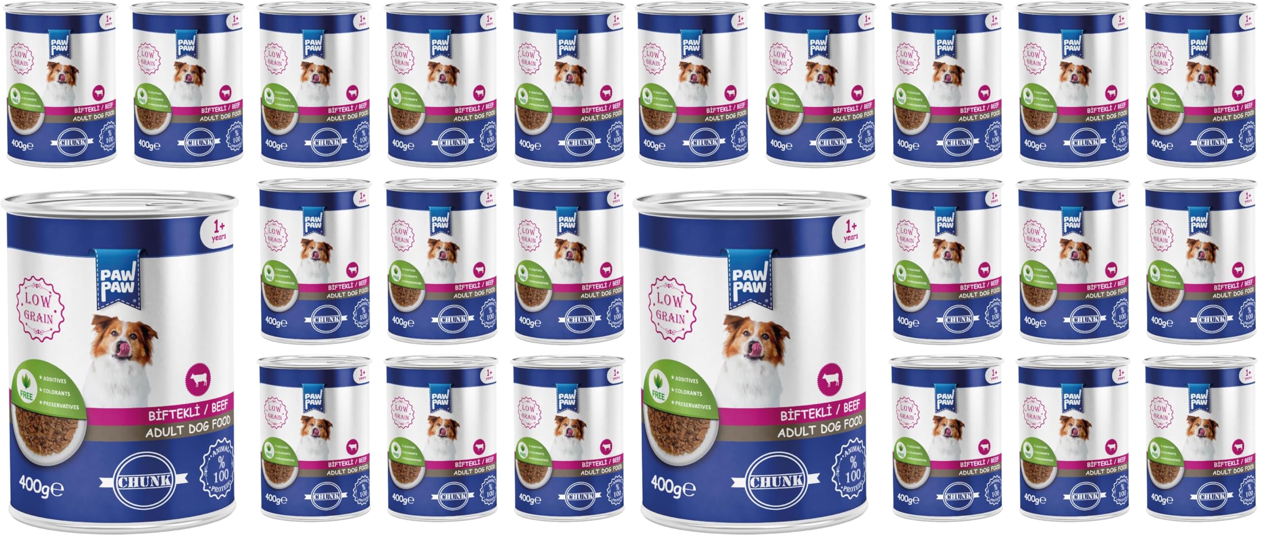 Pawpaw Yetişkin Köpek Biftekli ve Jöleli Konserve Mama 400 Gr x 12 Adet (2 paketi)
