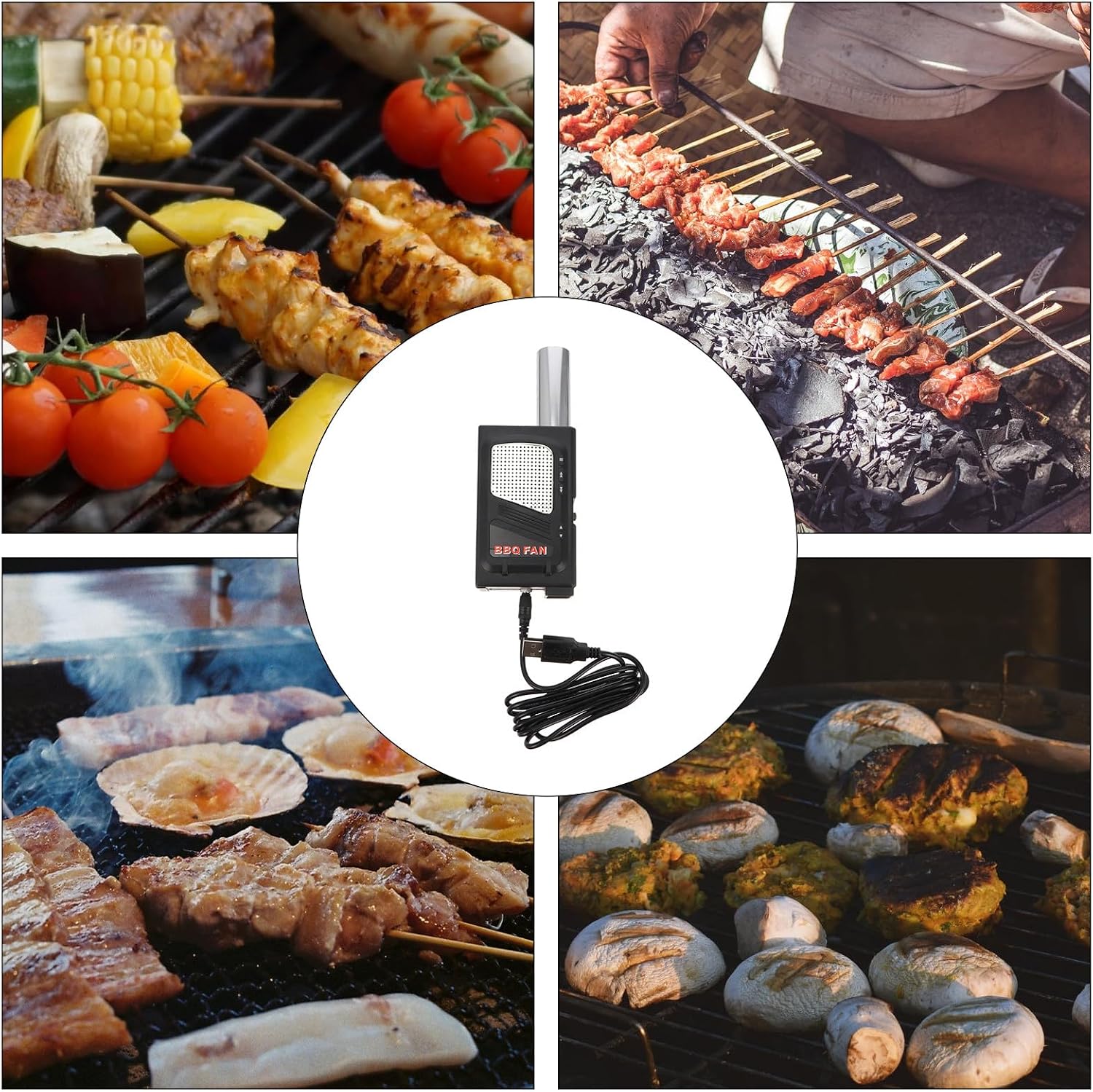 Bbq Fan Grill Blower 5v USB Outdoor Charcoal Fire Starter Portable Barbecue Air Blower for Camping Picnic and Backyard Cooking