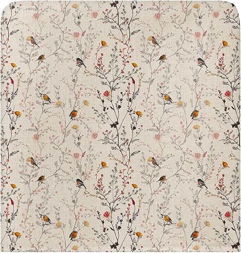 Gredice 4 Pcs Dining Chair Slipcovers Spring Seamless Floral with Bird,Removable Chair Back Covers Watercolor Flower on Retro Burlap Chair Protector