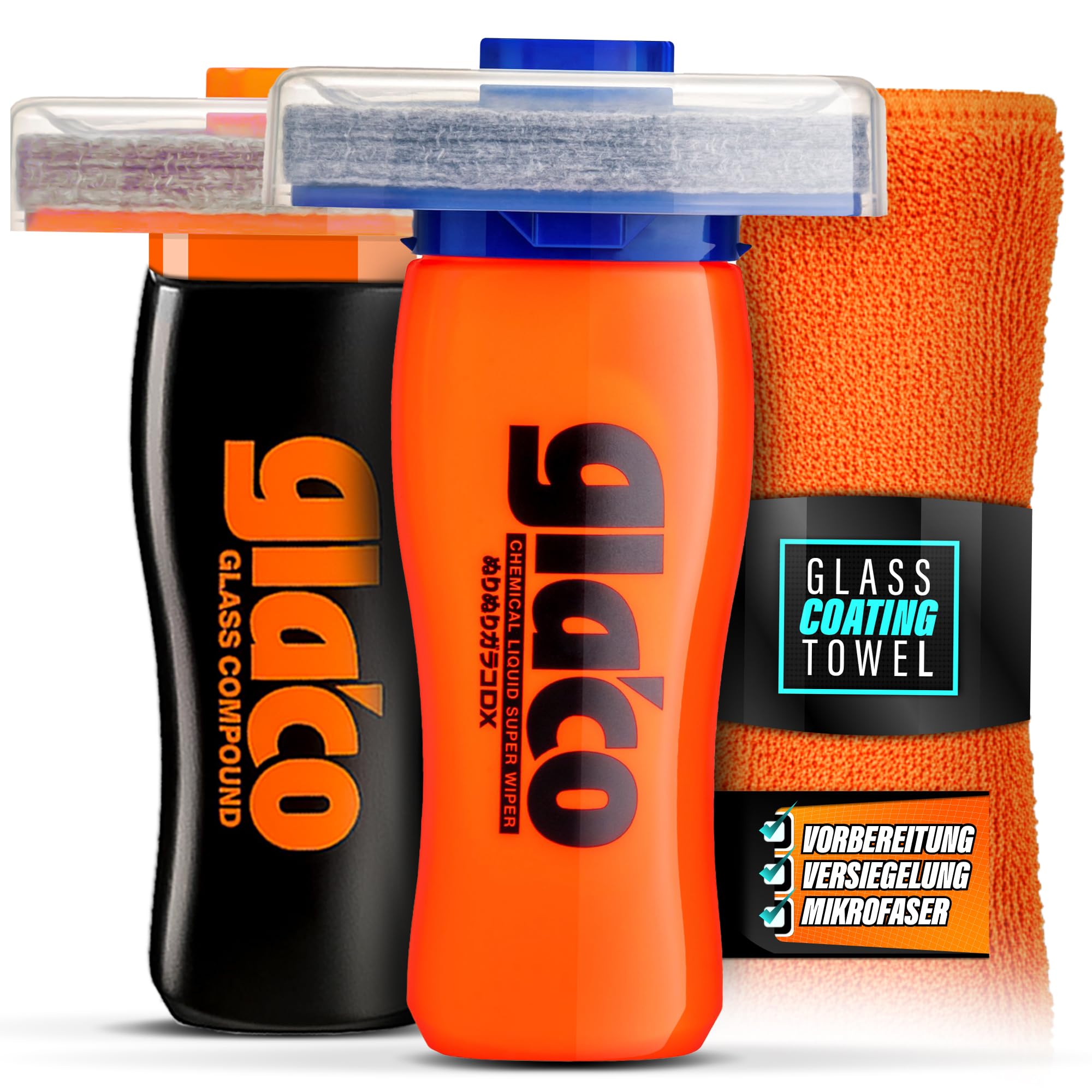 Juego de sellador de parabrisas de coche, Soft99 Glaco Glass Compound Roll On limpiador profundo + Glaco DX, eficaz deflector de lluvia para ventanas de coche hasta 4 meses, sellado nano de cristal
