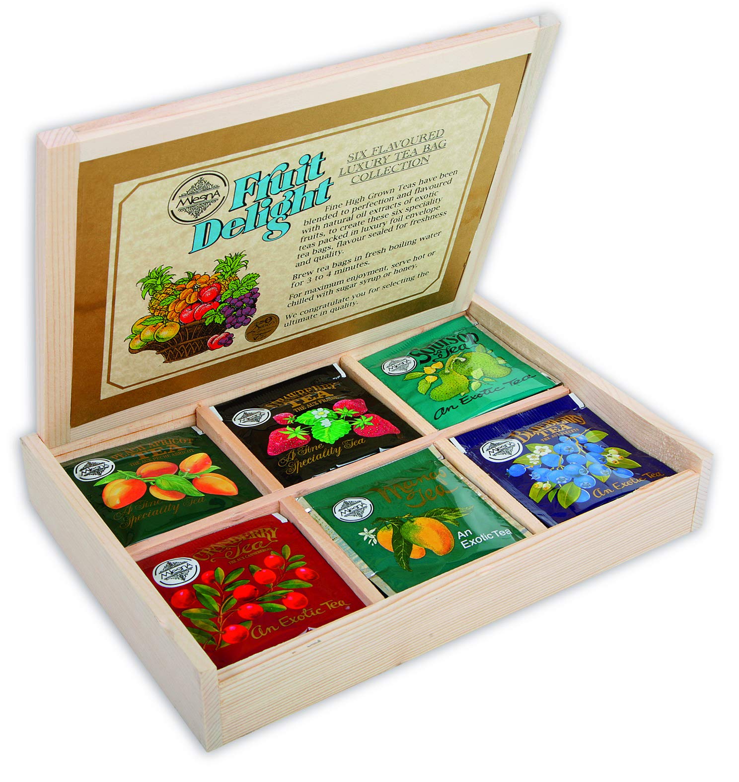 Confezione Regalo Tè Mlesna Ceylon Tea | Scatola in Legno da 30 Filtri | FRUIT DELIGHT
