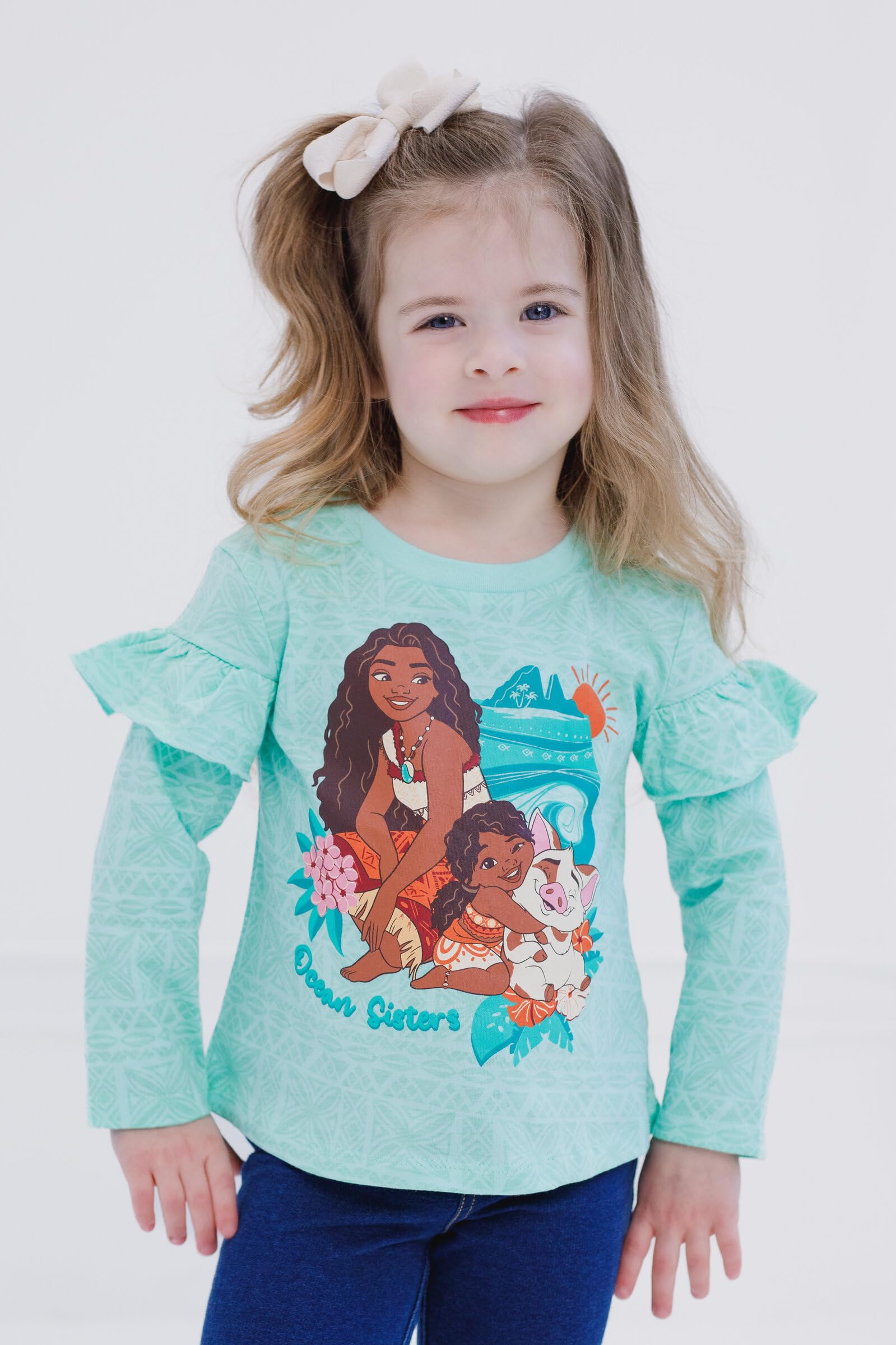 Disney Langarm-T-Shirts für Mädchen, 2er-Pack, für Kleinkinder bis große Kinder, Größen (18 Monate – 14–16)