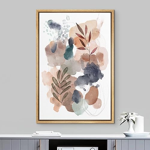 Miniatura 2 de NWT Lienzo enmarcado para pared, acuarela, pastel, plantas de bosque, ilustraciones abstractas, naturaleza, arte moderno, decorativo, floral,