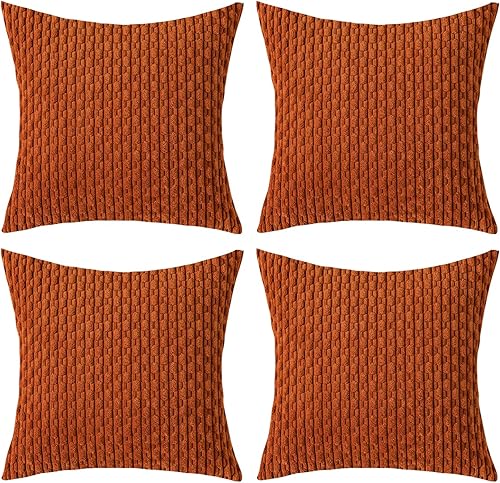 Miniatura 9 de UGASA - Funda de almohada decorativa de pana suave de 26 x 26 pulgadas, estilo bohemio, a rayas, decoración moderna del hogar para sofá, sala de