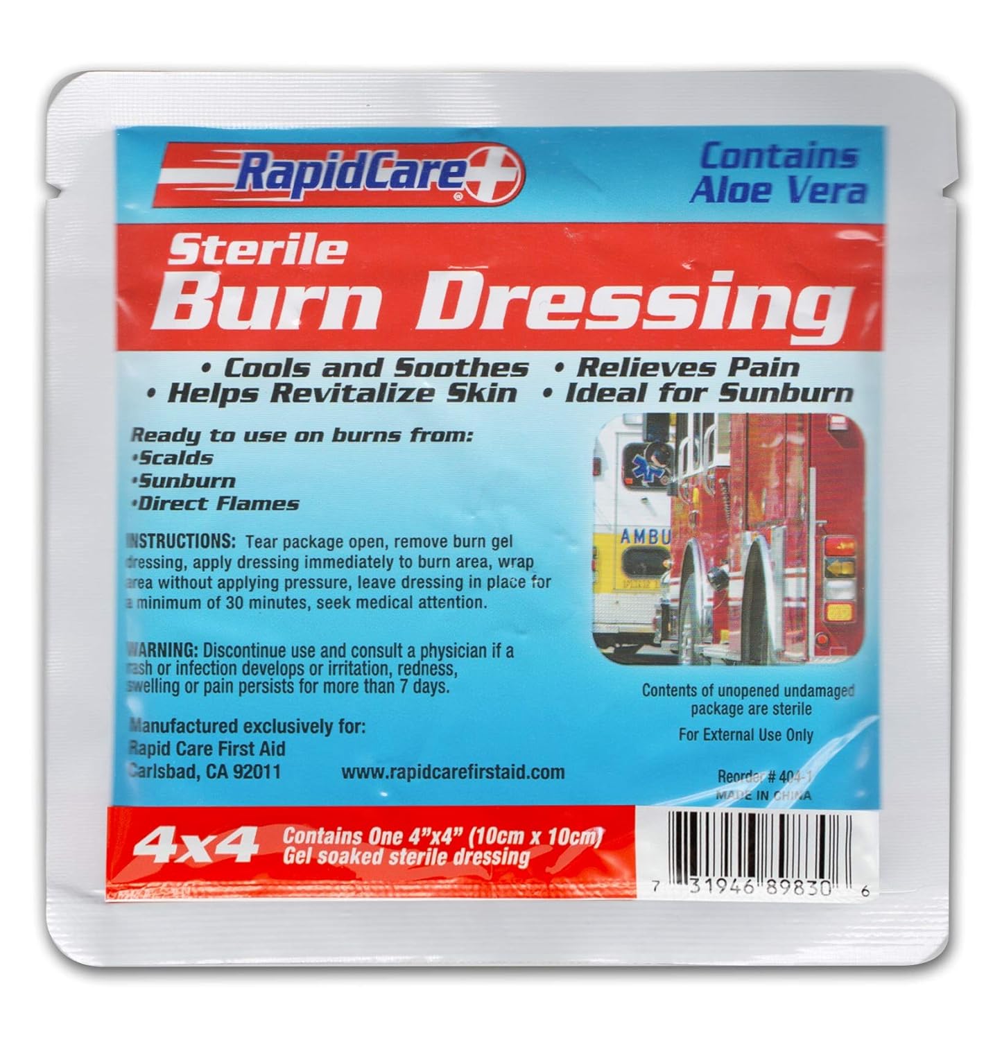 Rapid Care First Aid 405-BPG-2 Emergency Burn Care Treatment Assortment Pack, Includes 2 Burn Dressing, 2 Burn Gel Sprays, 50 Burn Gel Pouches,Red, White & Blue : Industrial & Scientific