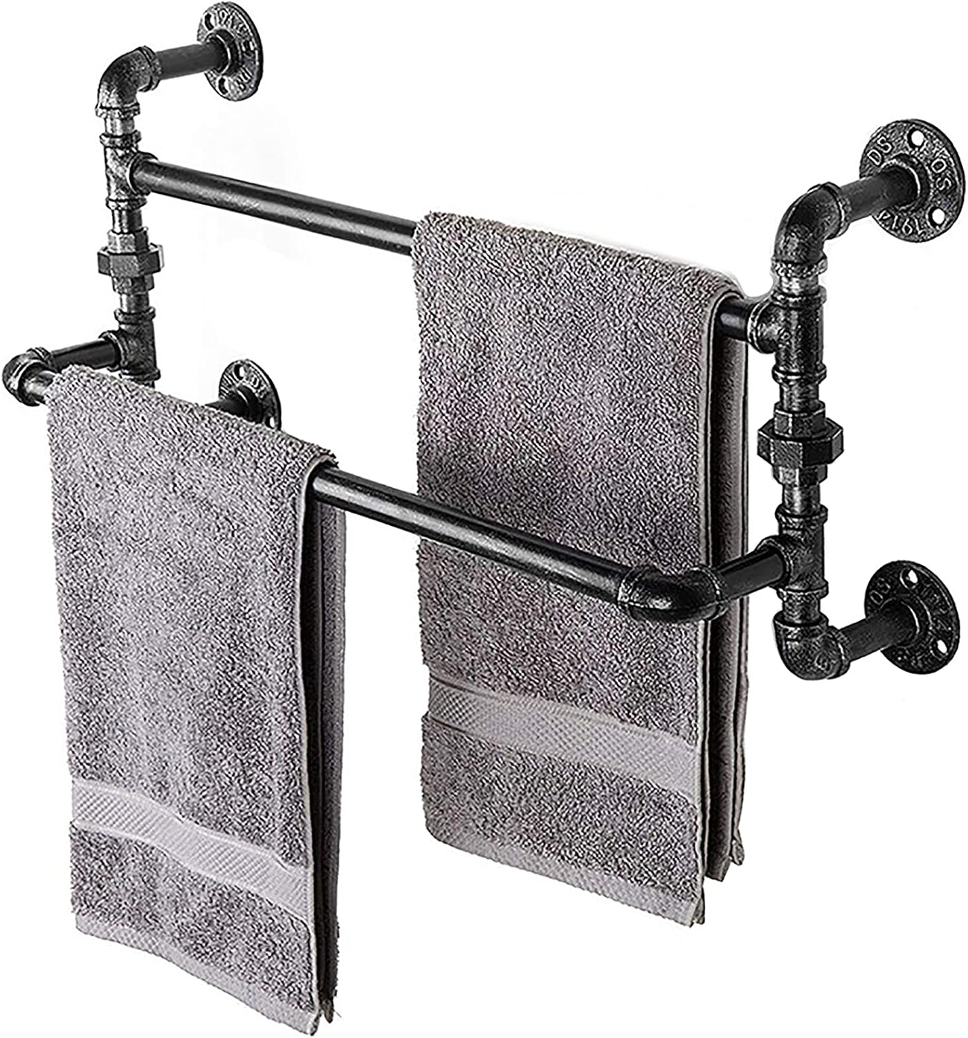 LWWOZL Pipe Black Towel Bar Wall Mounted Extra Long