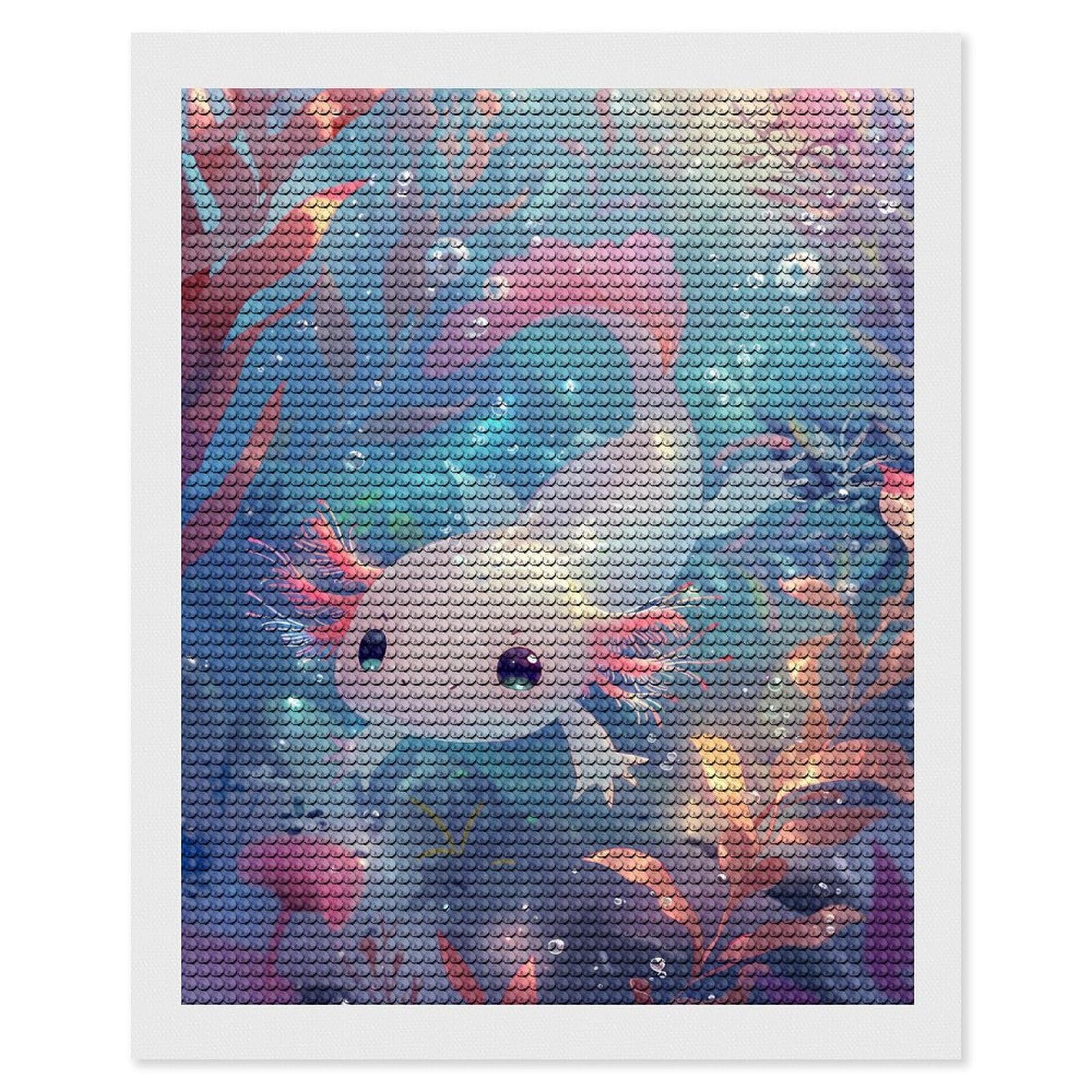 Nestaura Salamander Axolotl Diamond Painting Kit,5D DIY Diamond Art with Rounded Diamonds for Home Wall Decor and Gifts (40x50 CM)