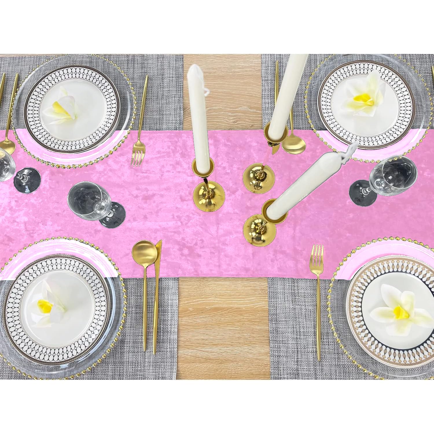 Elegant Event Essentials, Crushed Velvet Party Long Table Runner, for Spring Party Wedding, Reception, Banquet - Image 2