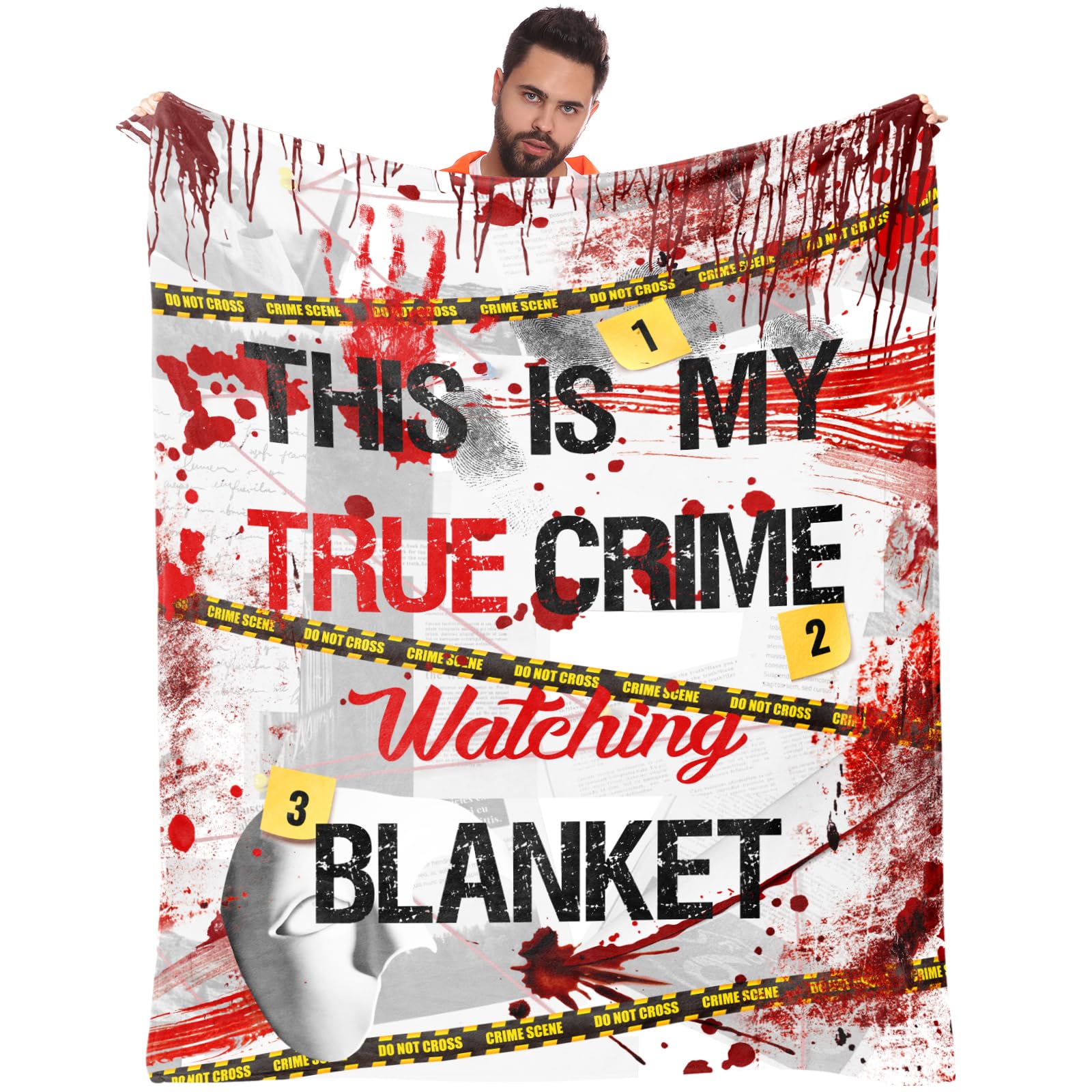 True Crime Gifts, True Crime Horror Blanket, True Crime Gifts for Women, True Life Crime, Serial Killer Merchandise, Crime Junkie Merch, Gift for True Crime Lovers Throw Blanket 50"x60"