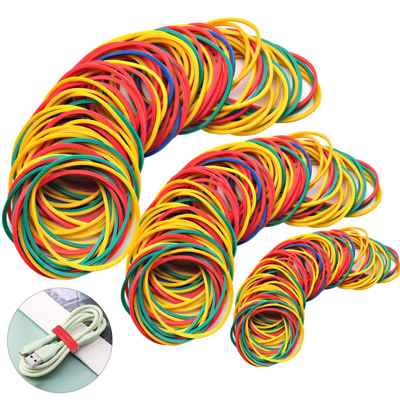 VEPEPE 700 PCS Elastic Rubber Bands, Coloured Thick Rubber Bands, 25mm 38mm 50mm Provides Secure Binding