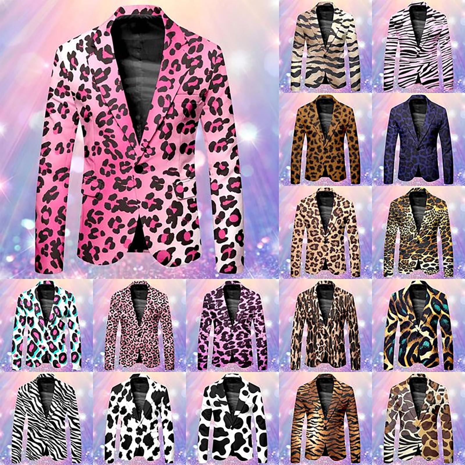 Americana de leopardo para hombre, chaqueta de traje de negocios, corte regular, chaqueta con un botón, abrigos deportivos de ocio, chaqueta de solapa elástica, traje de boda, corte regular,