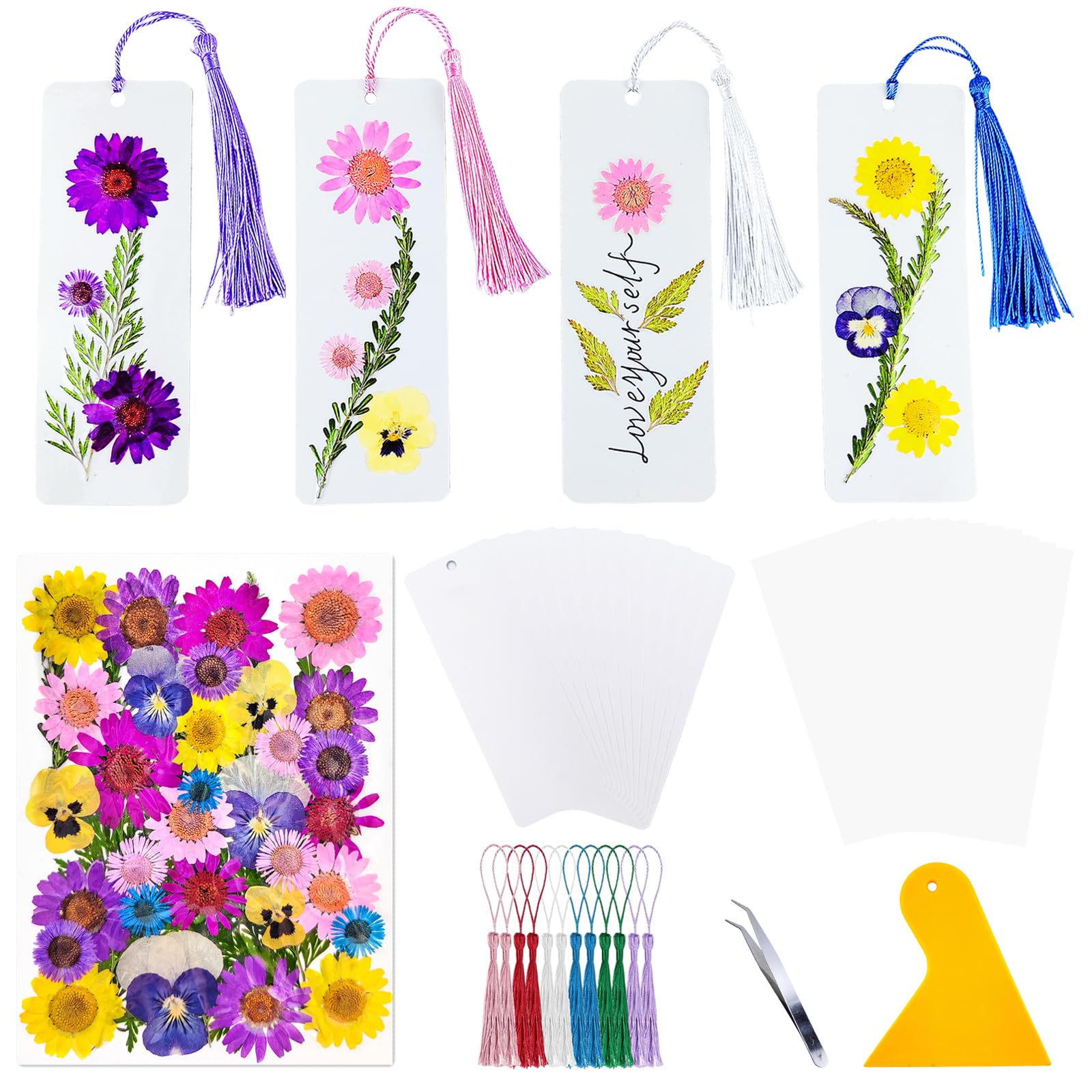 Cardstock Blank Bookmarks Set, 12 Pcs DIY White Craft Bookmarks for Pressed Flowers, Dried Floral Book Mark Making Kit, Book Marks for Dried Floral,