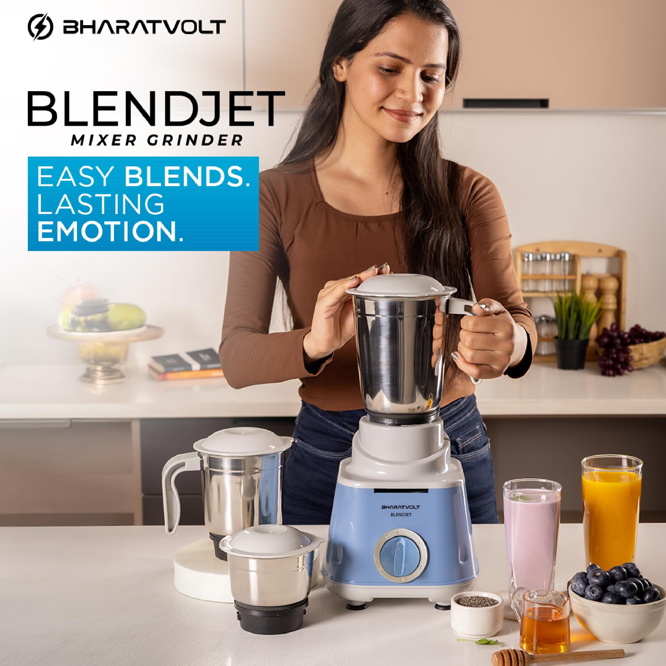 BharatVolt Mixer Grinder - 500W Turbo Motor -2 BharatVolt Mixer Grinder - 500W Turbo Motor -2