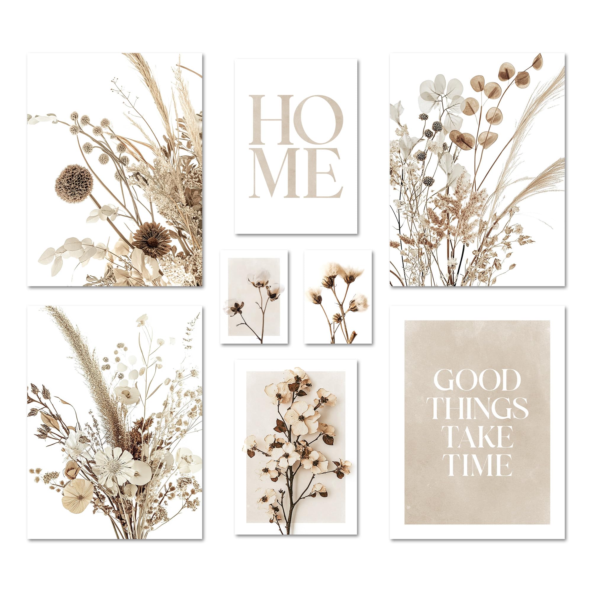 ARTFAVES Poster Set - Beige Dried Flowers - 8 Bilder, ohne Bilderrahmen