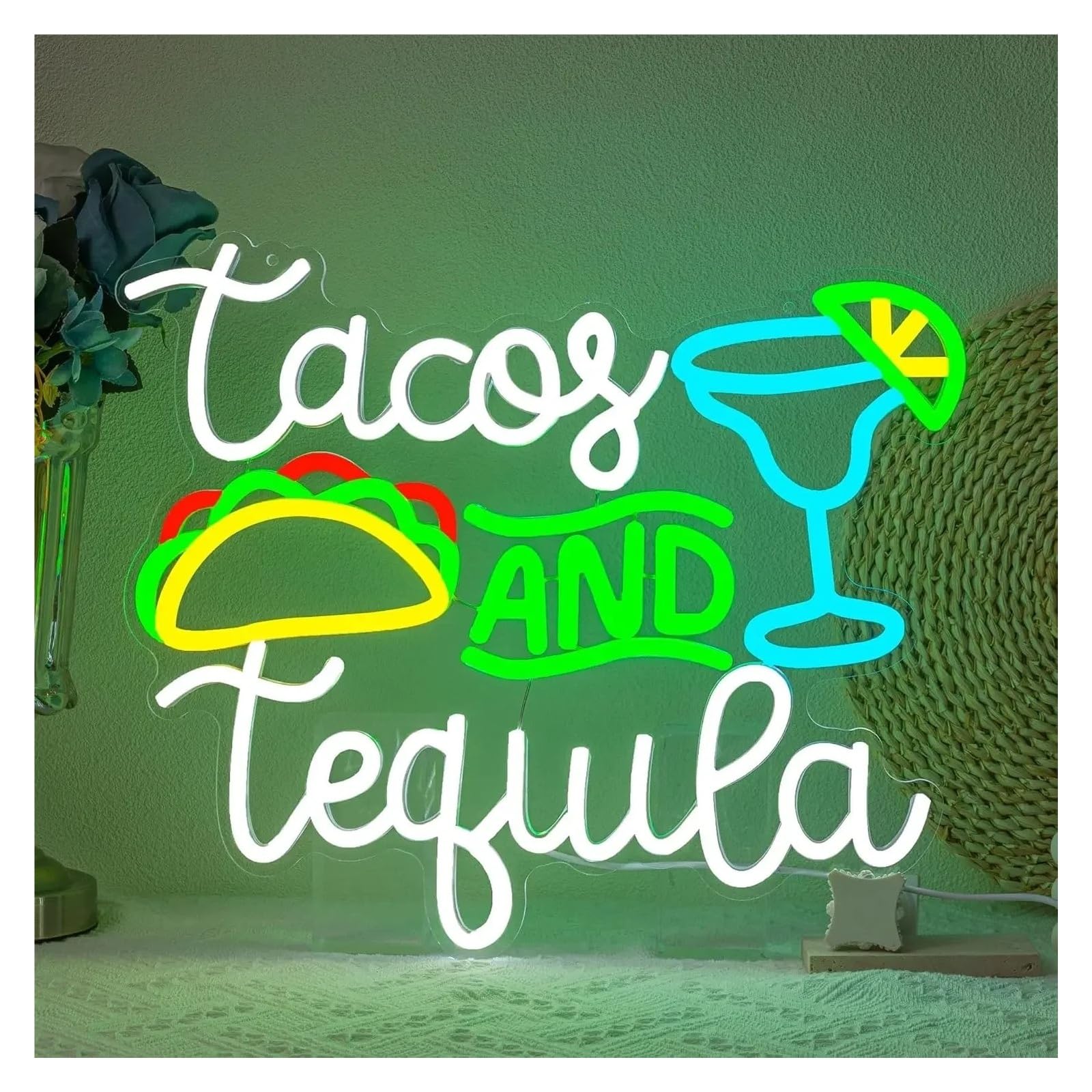 Decoración Lámparas Letrero De Neón Tacos Y Tequila, Decoración Pared Para Dormitorio, Sala Juegos, Estar, Fiesta Cumpleaños 48x42cm