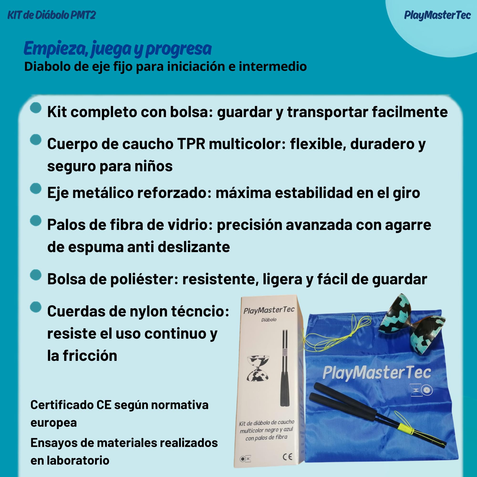 Diábolo Multicolor Caucho Eje Fijo para niños y Adultos