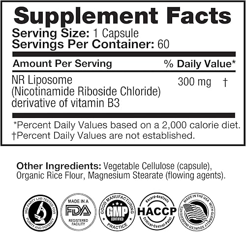 Miniatura 5 de Feelgood Company NAD+ Suplemento de cloruro de ribósido de nicotinamida, alta absorción, blanco, 60 cápsulas veganas, apoya la salud celular y la