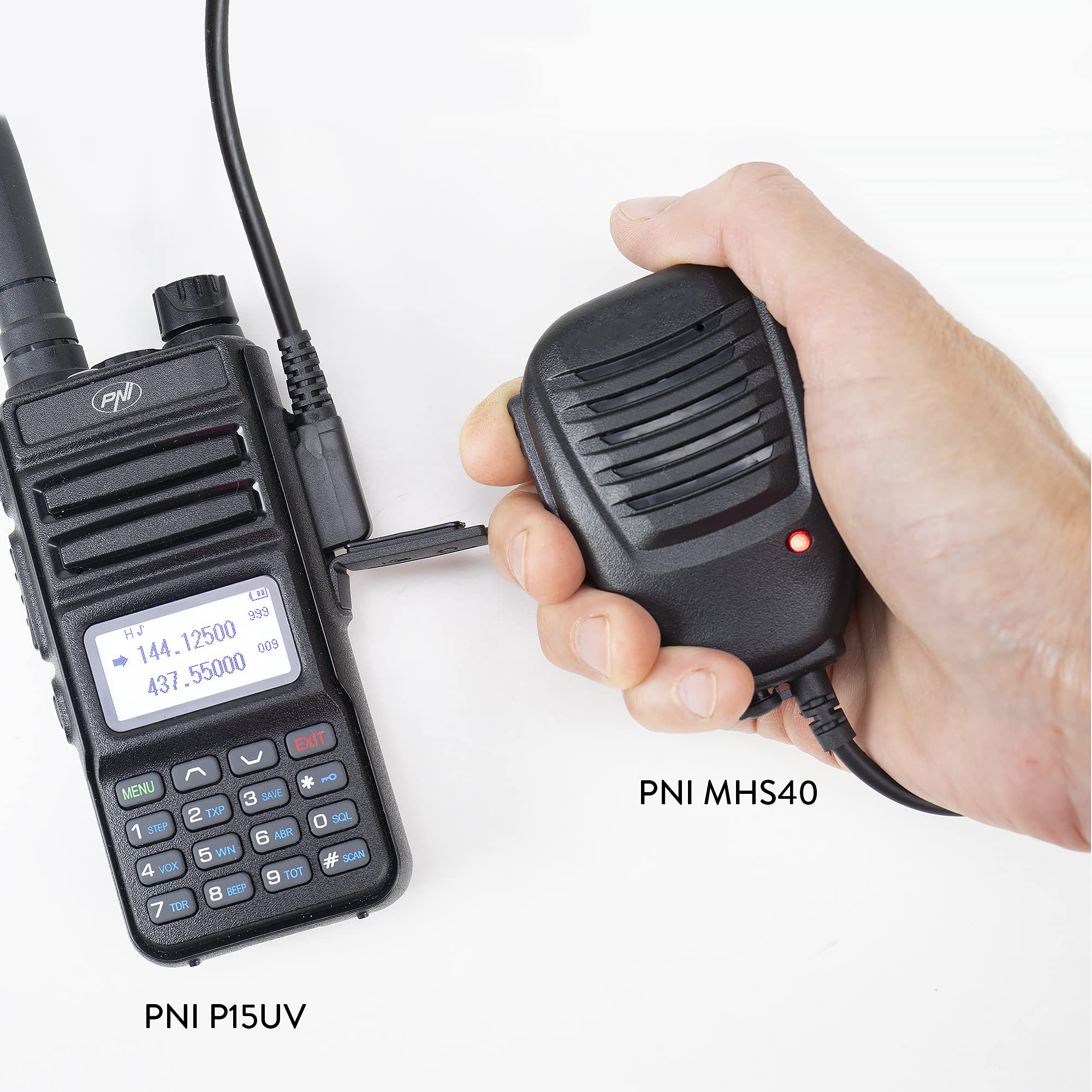 Radio Portable Double Bande VHF/UHF PNI P15UV, 144-146MHz / 430-440Mhz, 999CH, avec Batterie 1500 mAh