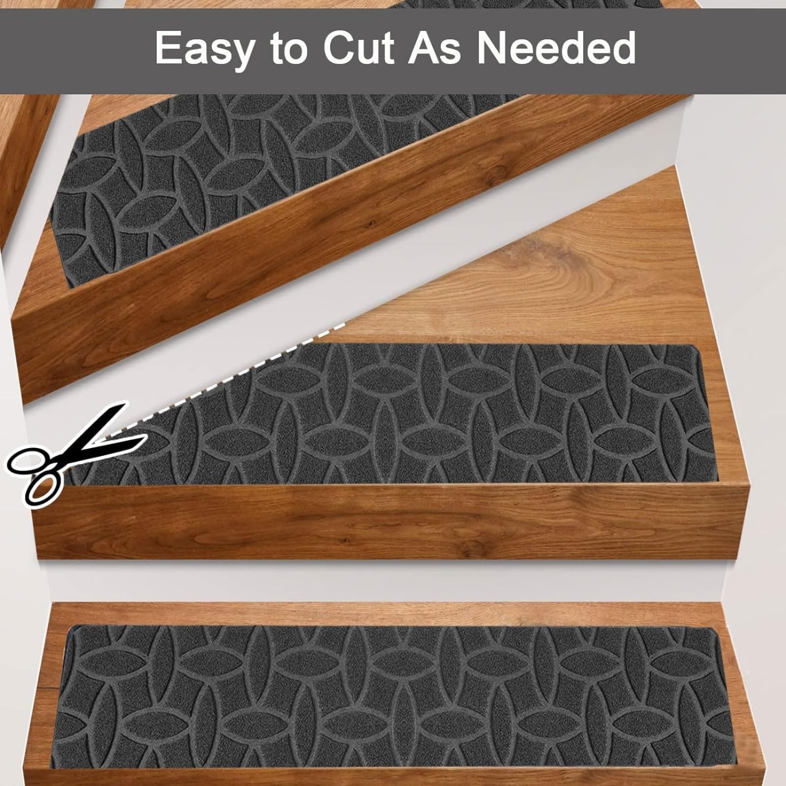 Treppenmatten, rutschfeste Stufenmatten für Holztreppen, 76 x 20 cm, Selbstklebender Treppenläuferteppich für den Innenbereich, Starke Haftung, Stufenmatten für Treppen (Beige, 15 Stück)