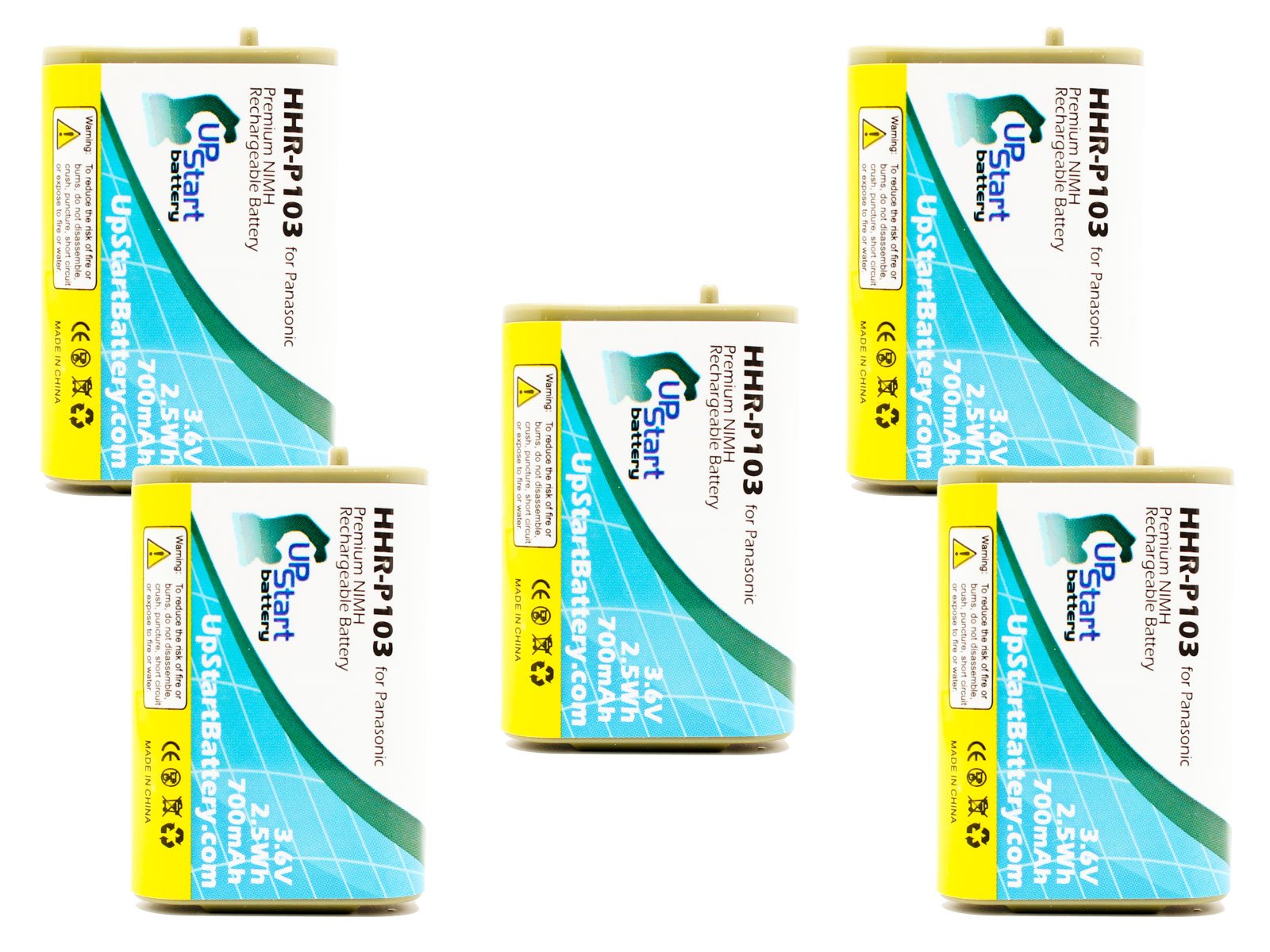 5 Pack - Replacement for AT&T EP5632 Battery - Compatible with AT&T Cordless Phone Battery (700mAh 3.6V NI-MH)