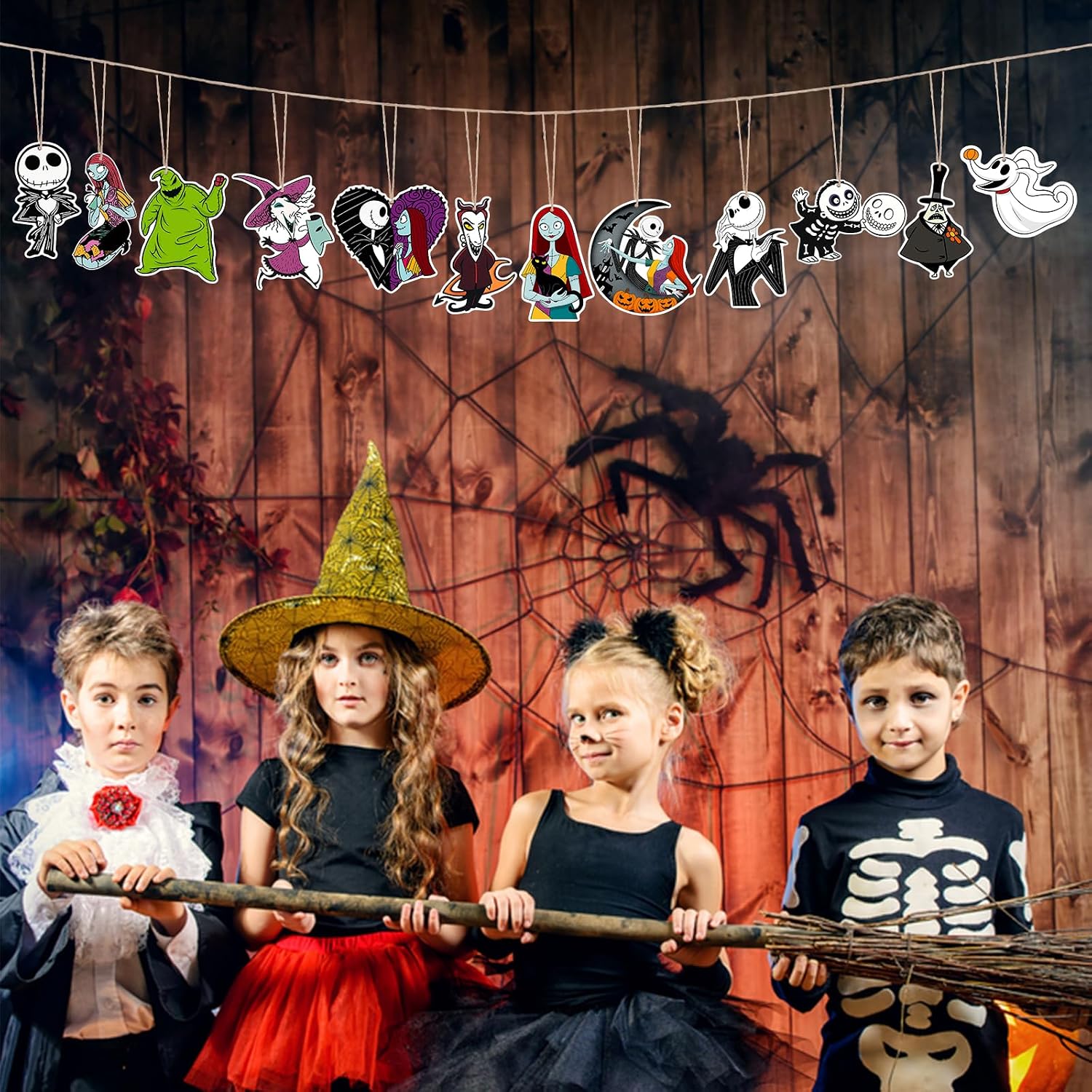 Halloween Nightmare Christmas Wooden Tree Ornaments 24Pcs