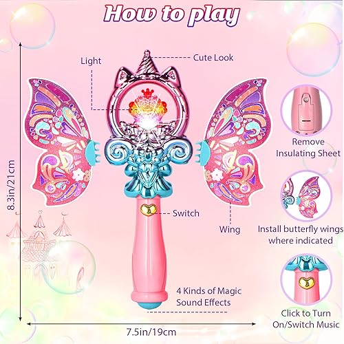 Miniatura 3 de EZVYAO Varitas mágicas iluminadas para niños, varita de juguete intermitente de princesa con sonido, recuerdos de fiesta de cumpleaños, accesorios