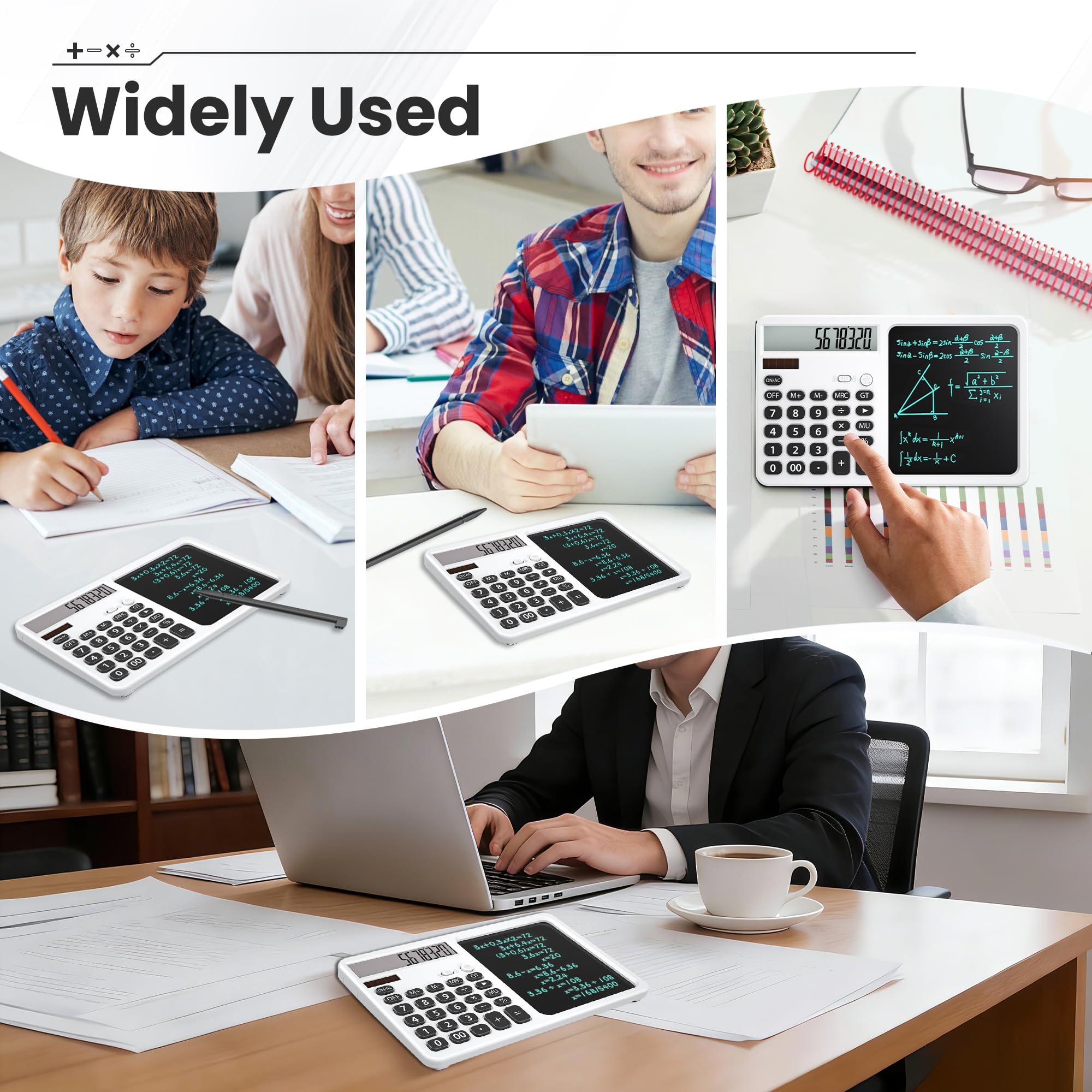 Calculatrice de bureau avec bloc-notes Blanc 01