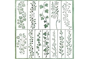 Premium 12-Piece Vine Wall Stencils: Unleash Your Artistic Flair with Enchanting Leaf and Floral Designs