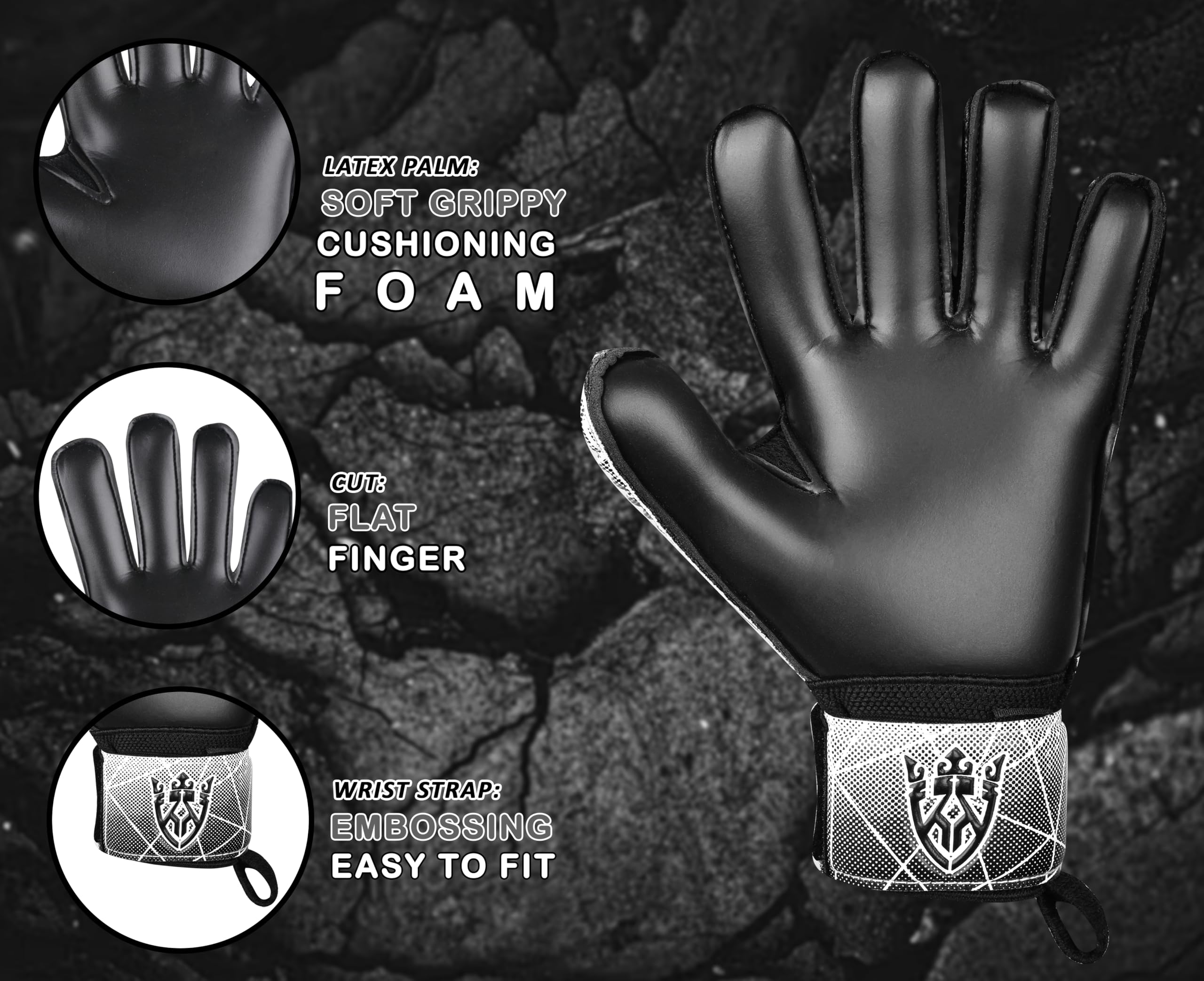 Keeperking - Guanti da portiere per adulti, bambini e adolescenti, con e senza protezione per le dita rimovibile, da 4 mm, unisex,