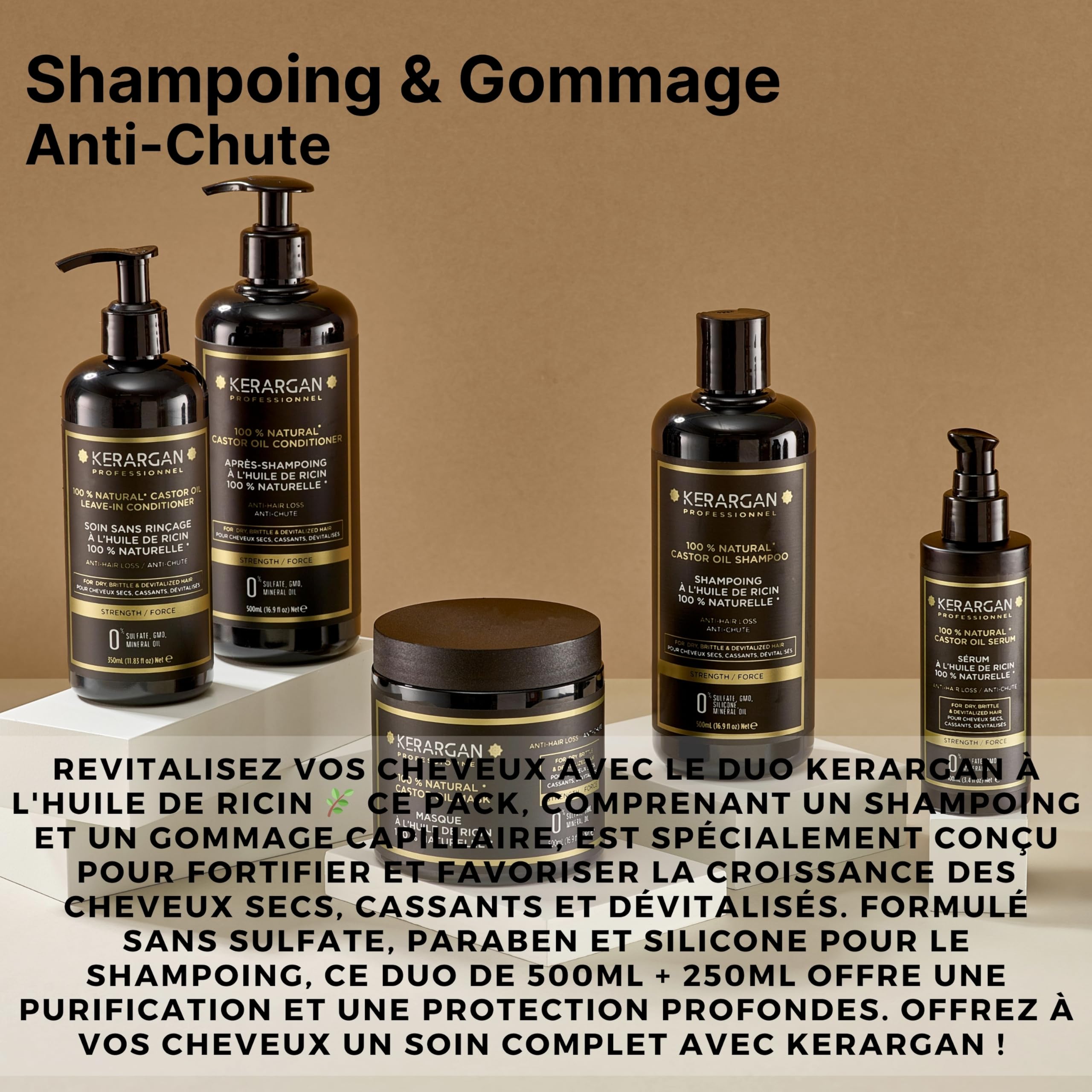 KERARGAN - Duo Ricin Shampoing & Gommage Sans Silicones - 500ml+250ml