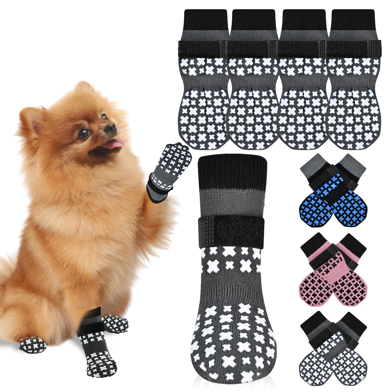 Non-Slip Dog Socks for Hardwood Floors Anti Slip Double-Sided Grippy Socks for Senior Dogs to Prevent Licking Paws, Scratching & Hot Pavement Premium Dog Paw Protector with Grippers Pink M — view 17