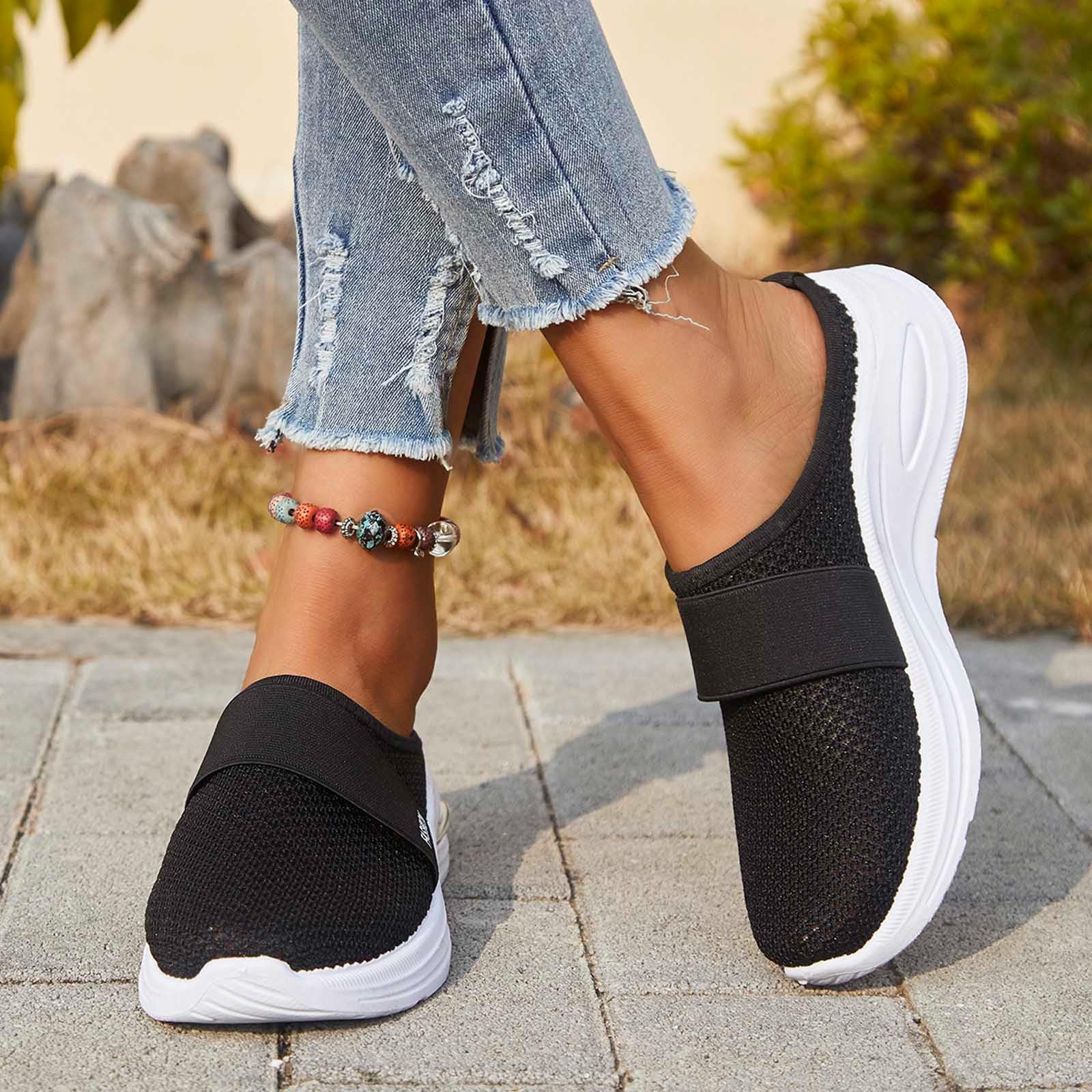 Pantuflas de casa para mujer, para primavera y verano, de tela de red de color sólido, antideslizantes, cómodas, para la playa
