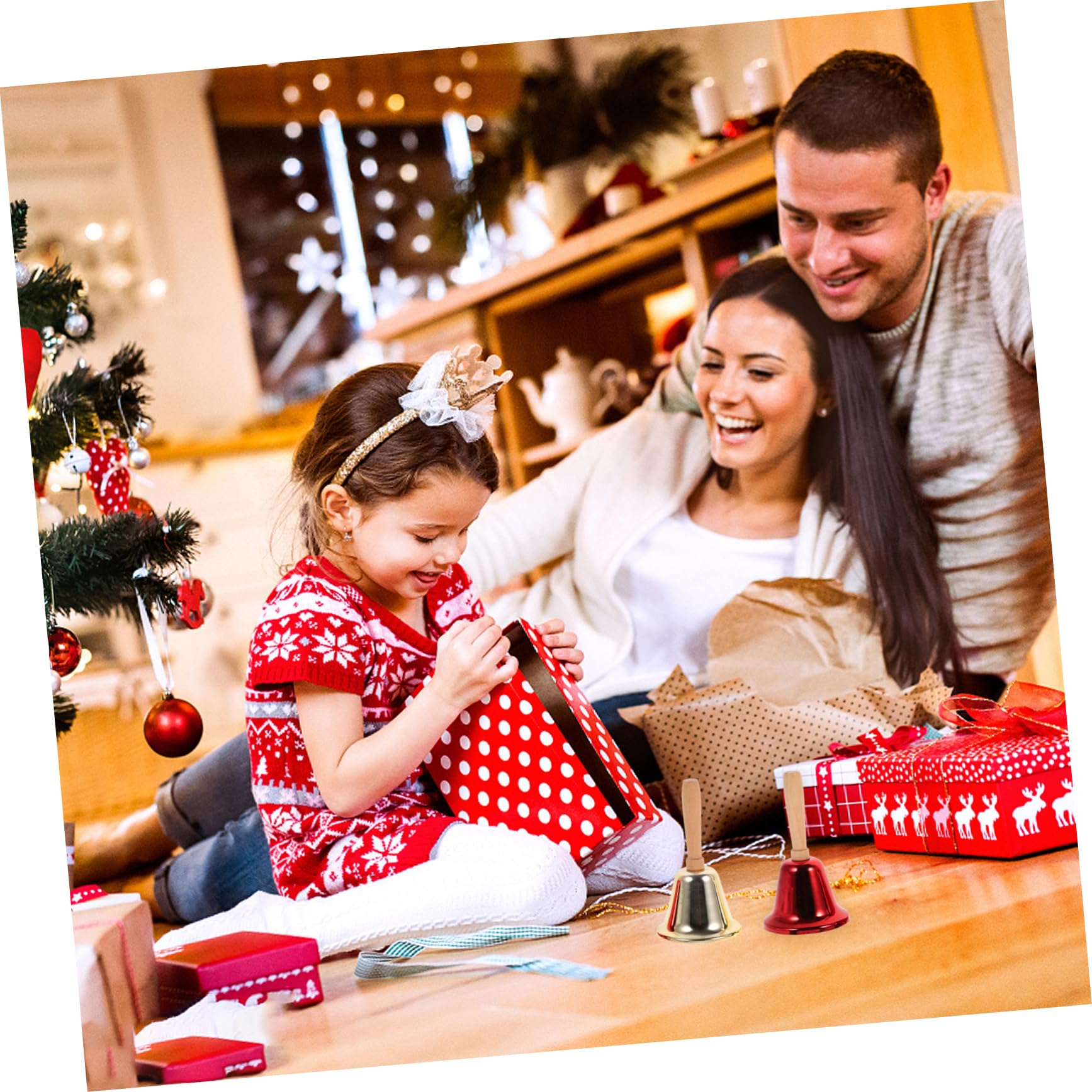 Toyvian 8pezzi Campane Natalizie Campane Decorative Per Feste Di Natale Bar e Scuole Suono e Manico Confortevole Decorazioni Per Eventi Festivi e Atmosfera Natalizia