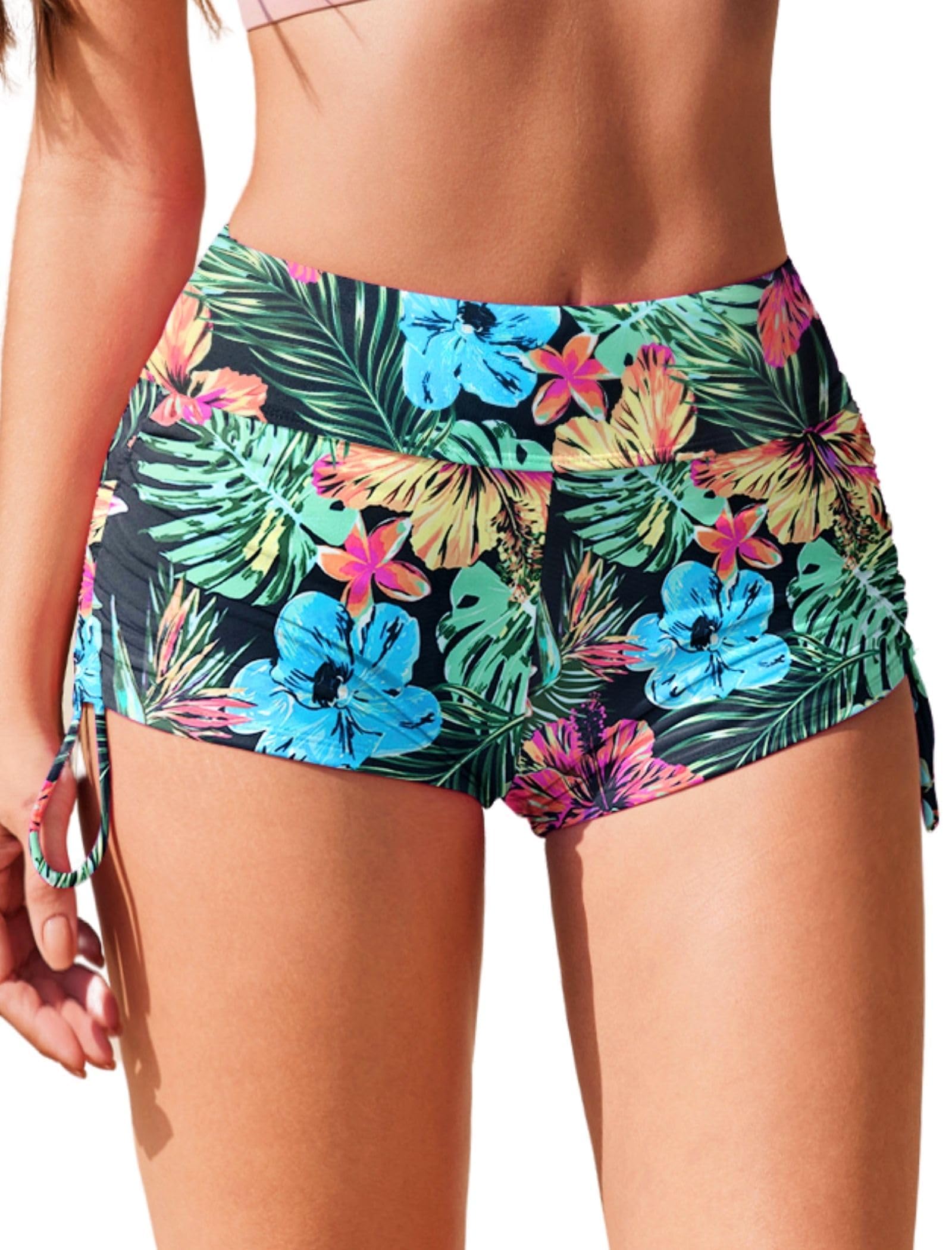 Ekouaer Badeshorts Damen Badehose Kurze Shorts Schnell Trocknende Boardshorts Bikini Hotpants Bauchkontrolle Schwimmshorts Bademode S-XXL