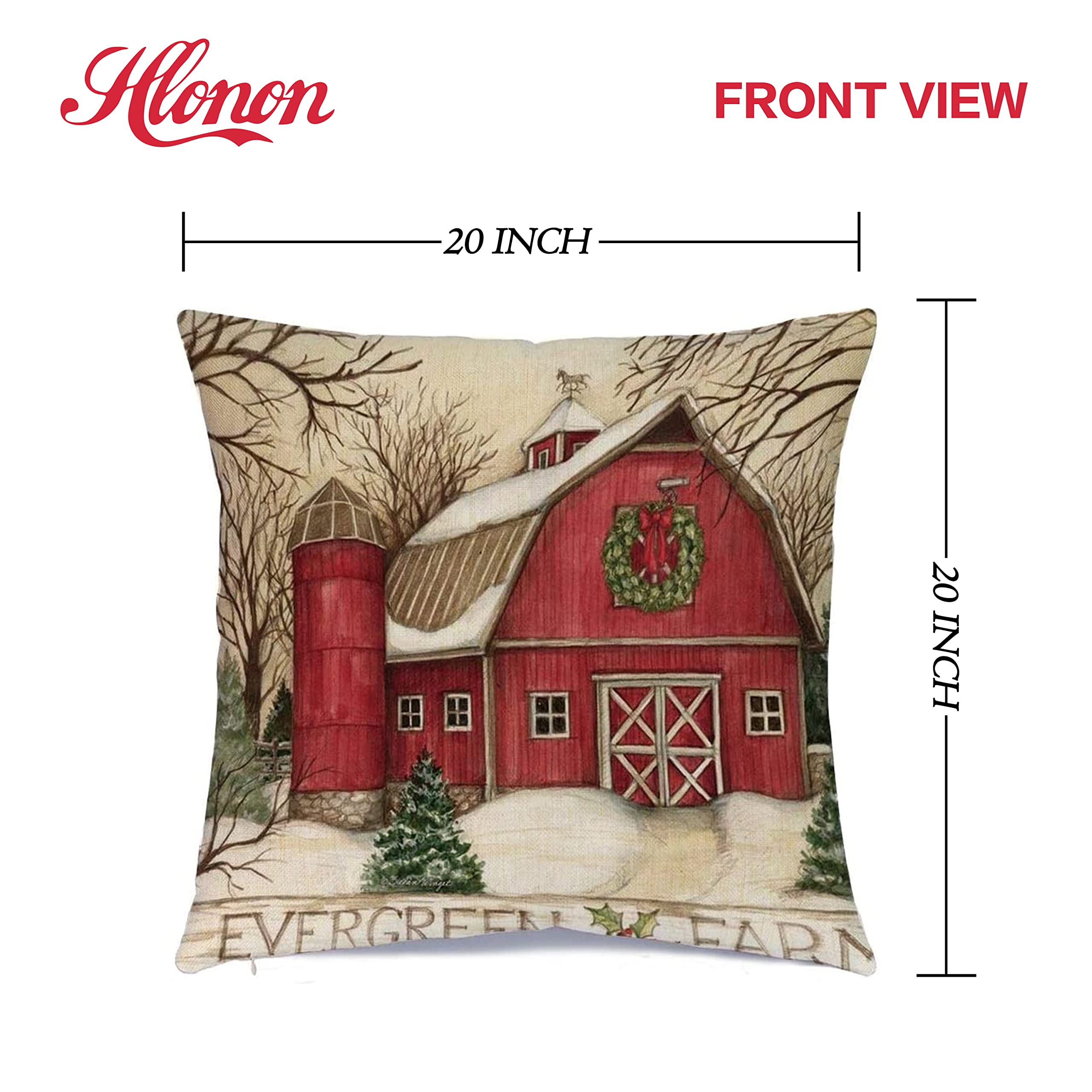 Hlonon Juego de 4 fundas de almohada navideñas de 50,8 x 50,8 cm, serie de Navidad, funda de almohada cuadrada con cierre personalizado