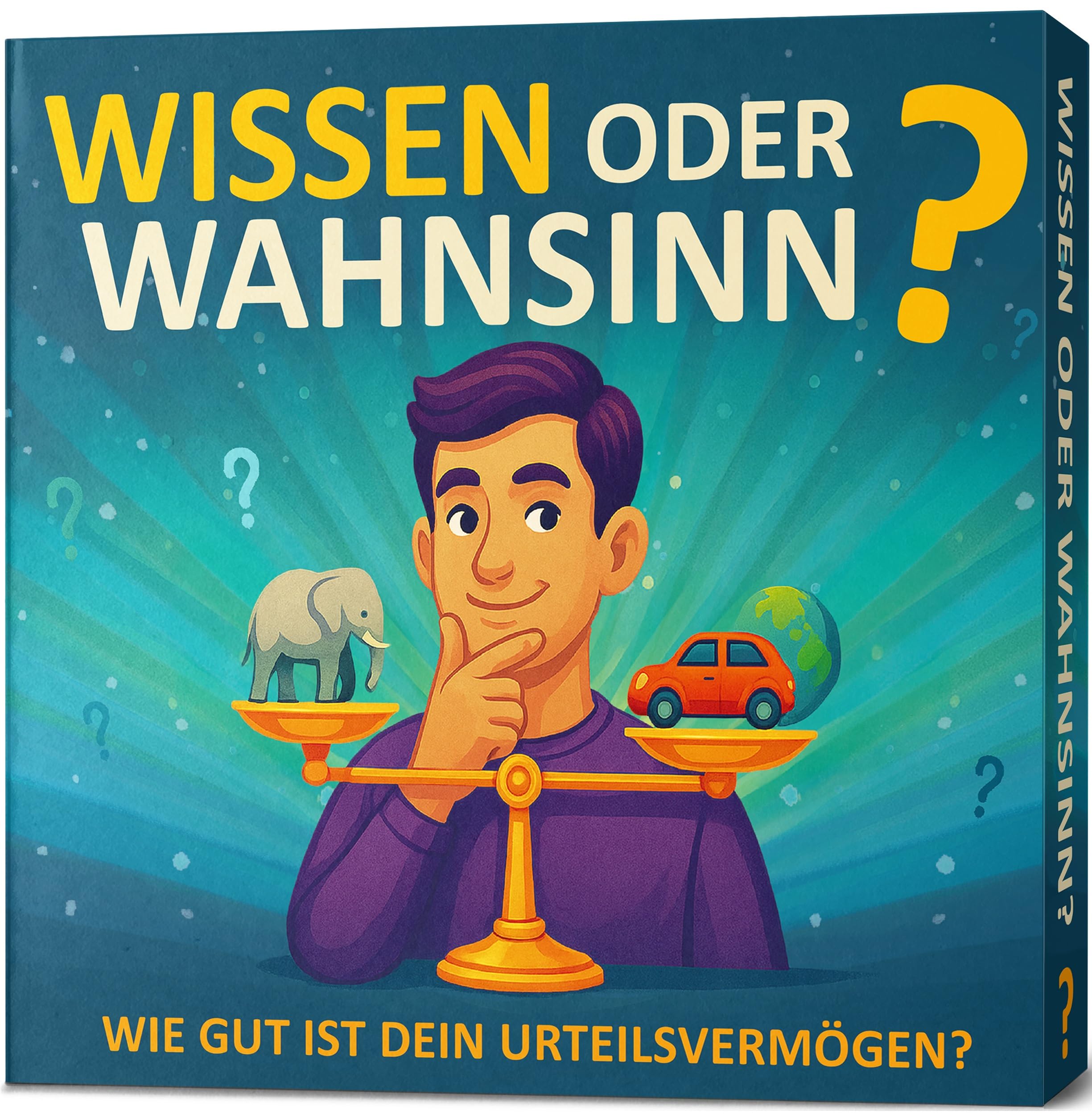 Wissen oder Wahnsinn – Wie gut ist dein Urteilsvermögen I Geniale Fragen, verblüffende Antworten I Das besondere Quiz - Spiele für Erwachsene & Teenager I ab 2 Personen I Mehr oder Weniger - Ratespiel