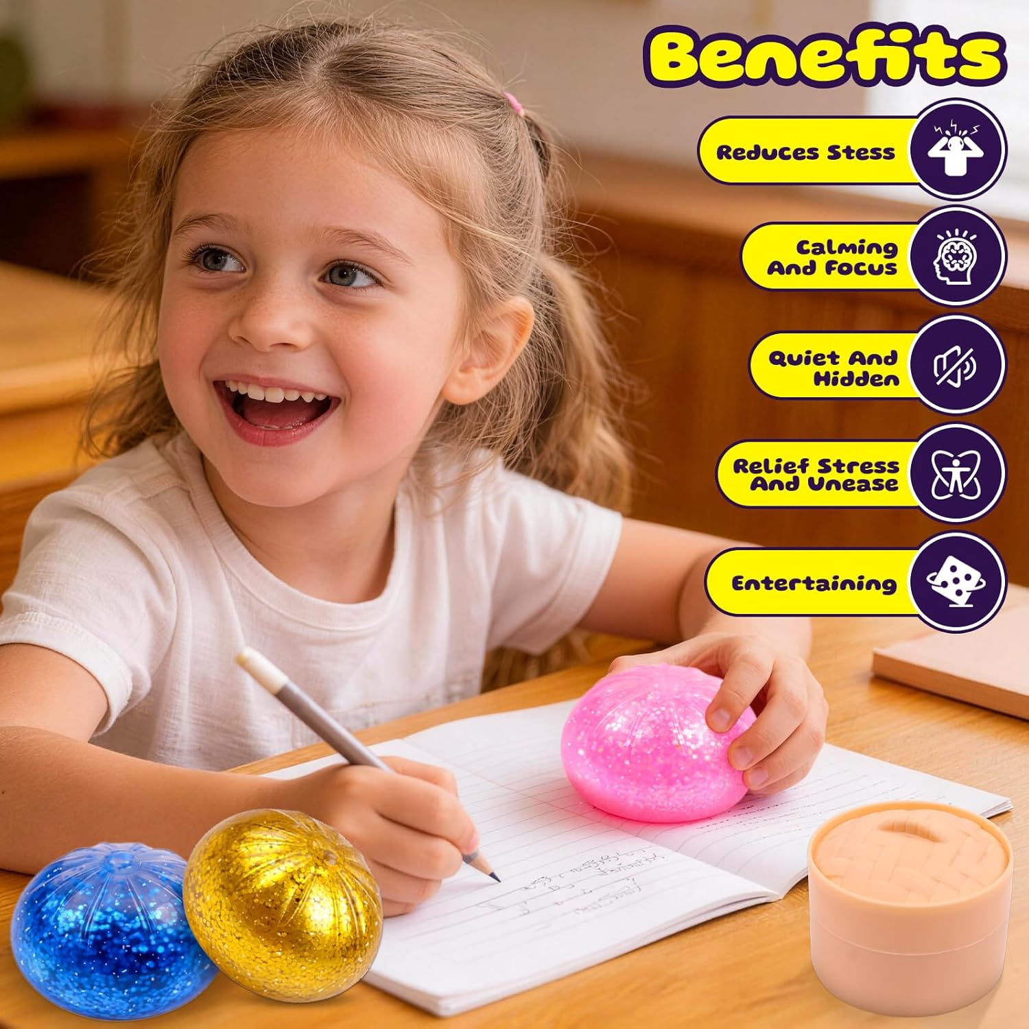 6 Pack Dumpling Squishy Mystery Box, 6 Color Glitter Dumpling Squishy Toys Pack, Dumplings Squeeze Fidget Toys, Squishies for Kids Party Favors Goodie Bag Stuffers Classroom Prizes