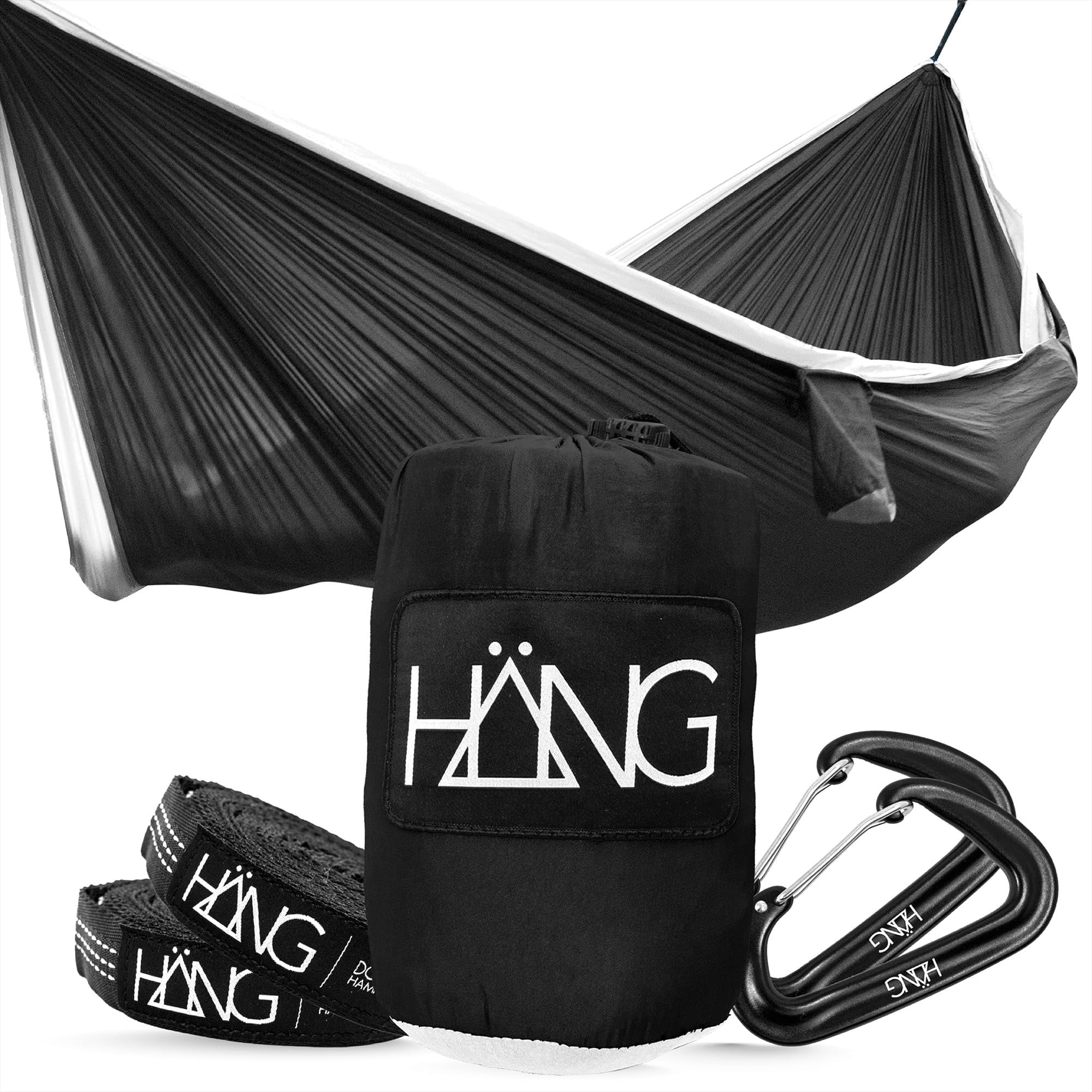 HÄNG XXL Hängematte 300 x 170 cm Outdoor - Wetterfest & Ultraleicht (850 g), 200 kg Belastbarkeit - für 2 Personen aus Fallschirmseide für Camping, Reise & Garten inkl. Befestigungsset