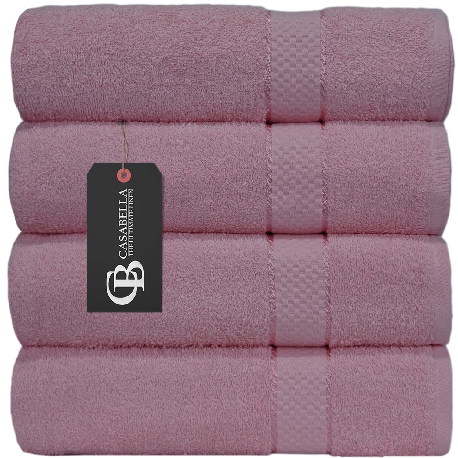 Casabella Pink Pack Of 2 Large Jumbo Bath Sheets 100% Egyptian Combed Cotton Big Beautiful Towels (2 Bath Sheet, )
